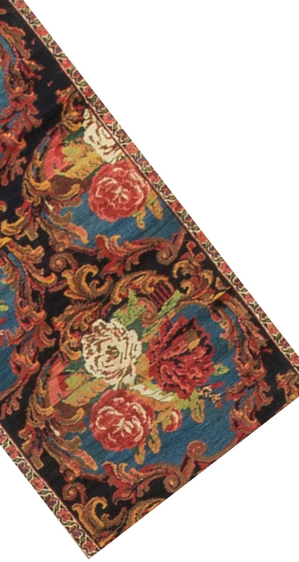 Antique Persian Golfarang Bidjar circa 1900. This beautiful runners style is larger floral elements which are found in the famous Golfarang design all in the typical beautiful colors of this famous pattern. Golfarang is translated to mean 'foreign