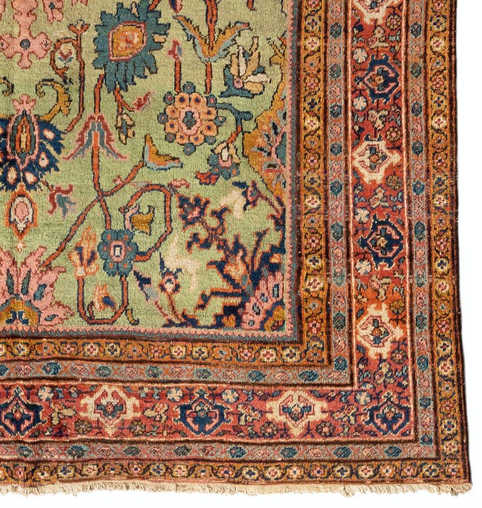 Hand-Knotted Antique Persian Light Green Floral Mahal Ziegler Area Rug For Sale