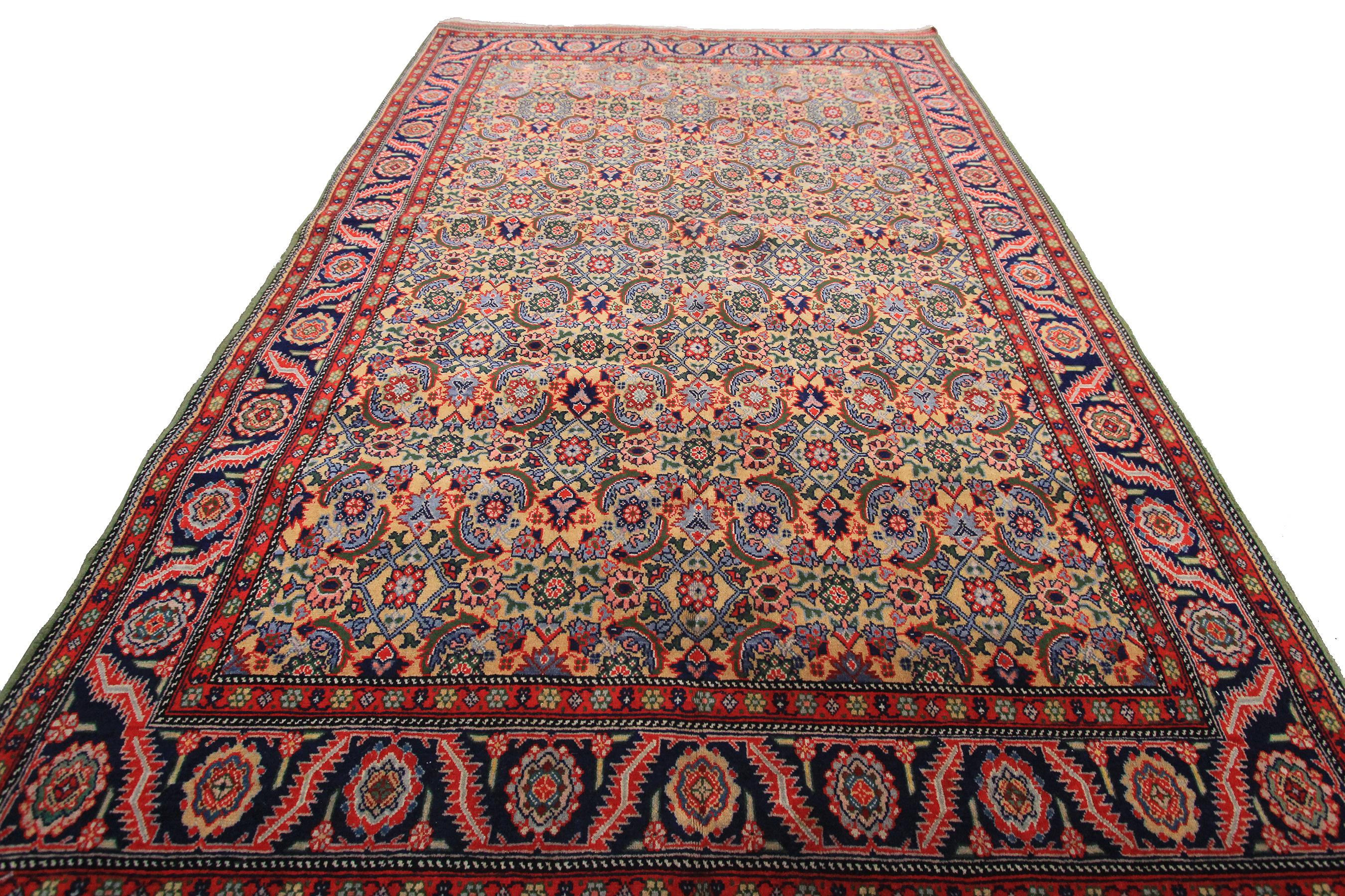 Chinois Tapis persan ancien Haji Jalili Tapis persan ancien de Tabriz géométrique sur toute sa surface 4x6