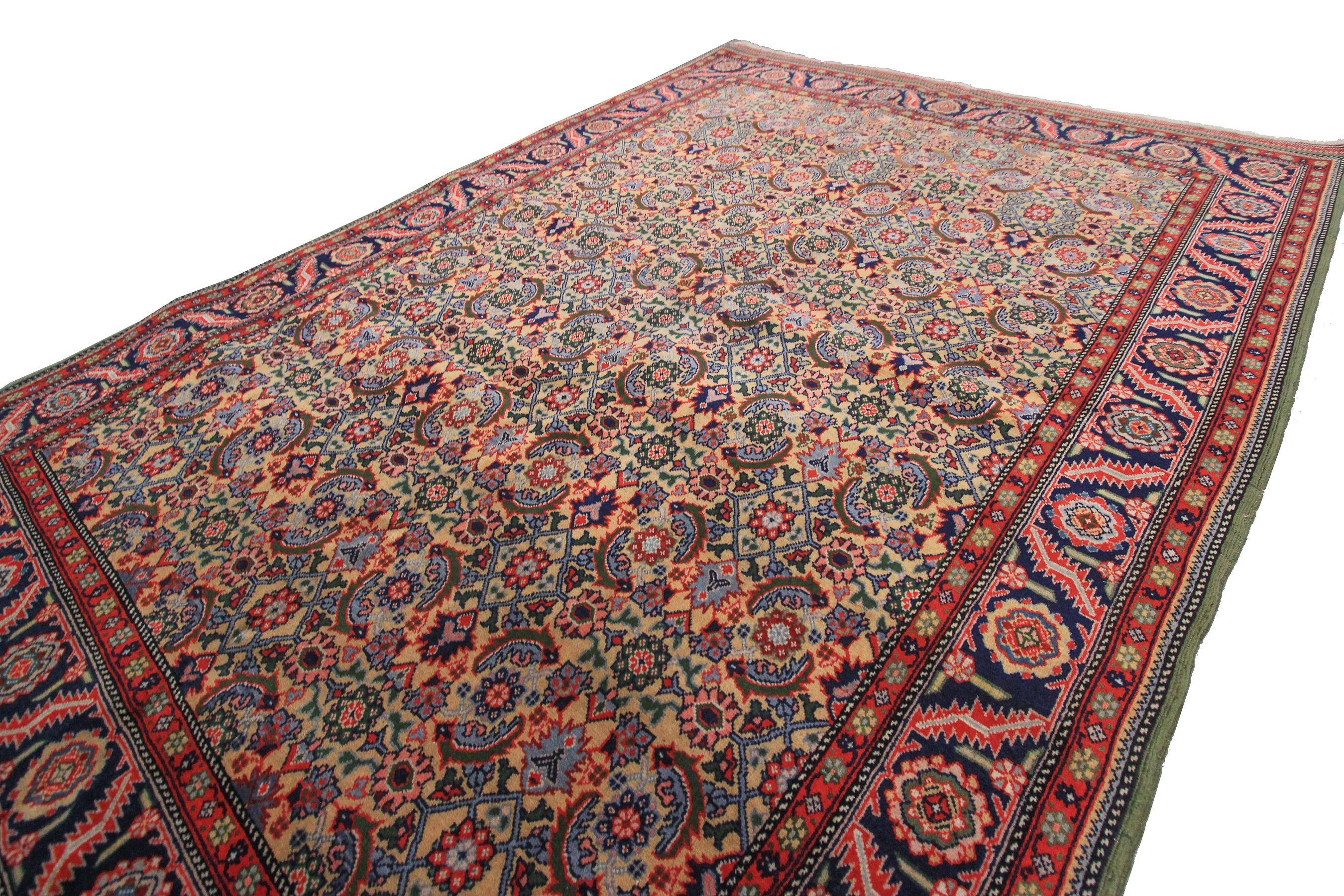 Noué à la main Tapis persan ancien Haji Jalili Tapis persan ancien de Tabriz géométrique sur toute sa surface 4x6