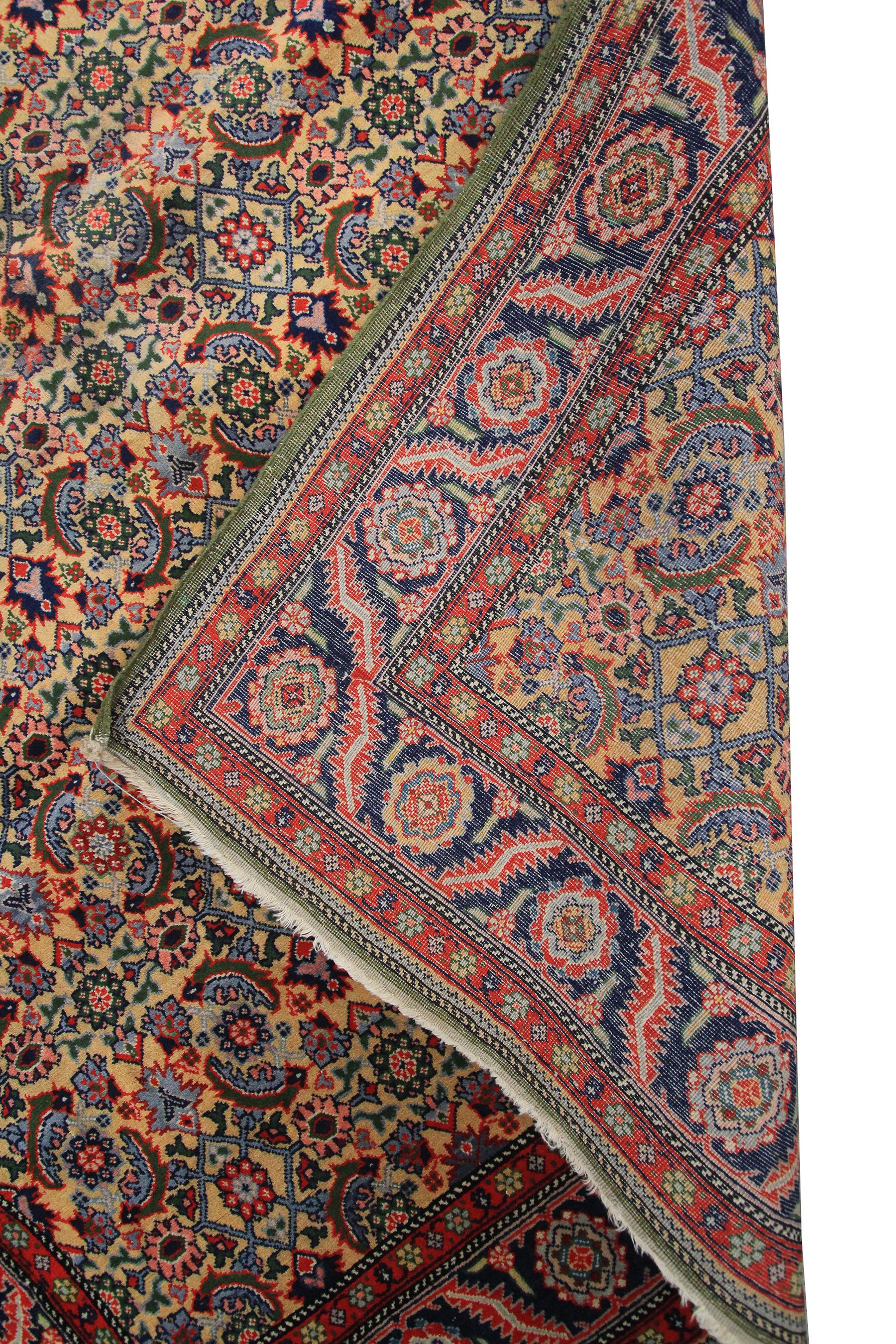 Laine Tapis persan ancien Haji Jalili Tapis persan ancien de Tabriz géométrique sur toute sa surface 4x6