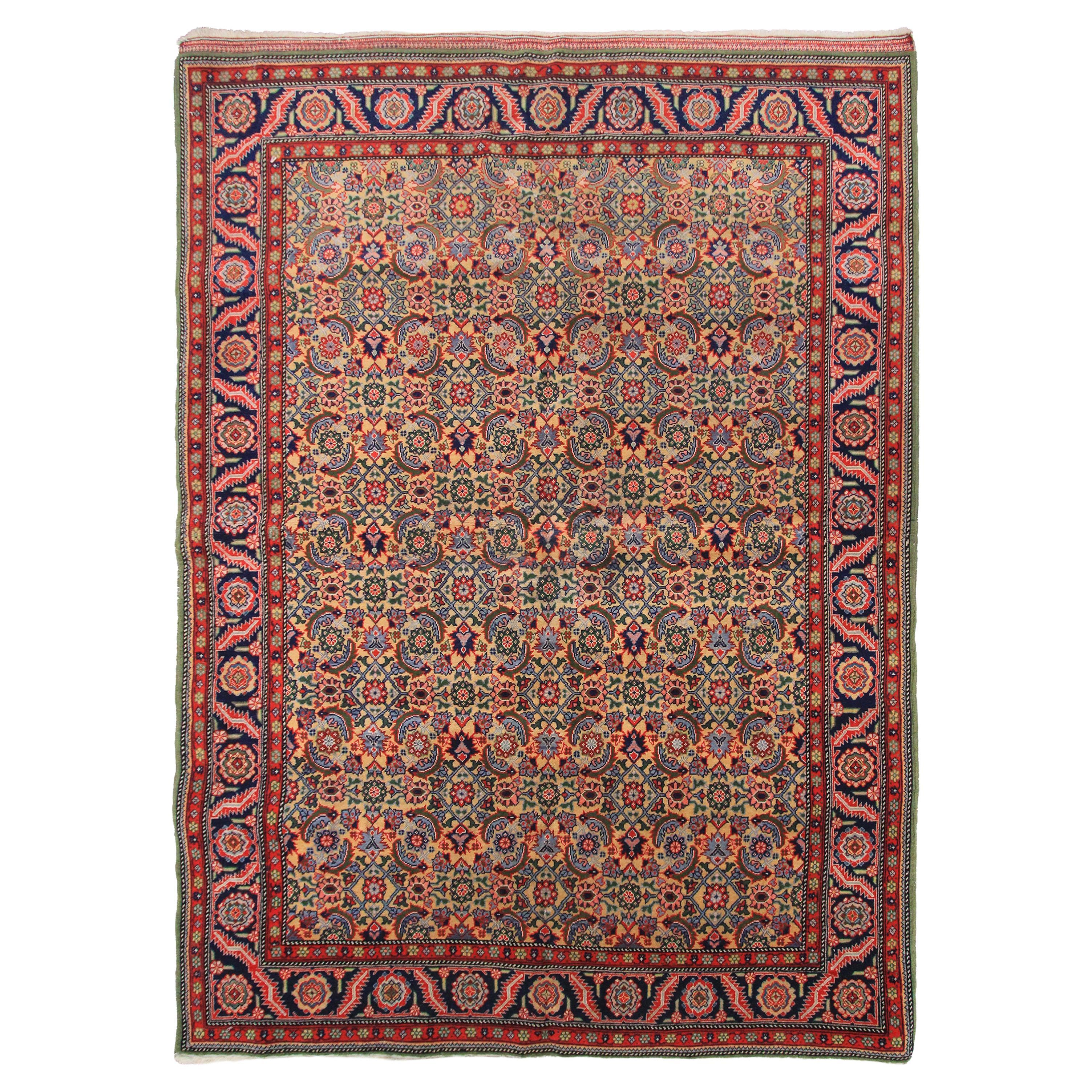 Antique Persian Haji Jalili Rug Antique Persian Tabriz Rug Geometric Allover 4x6