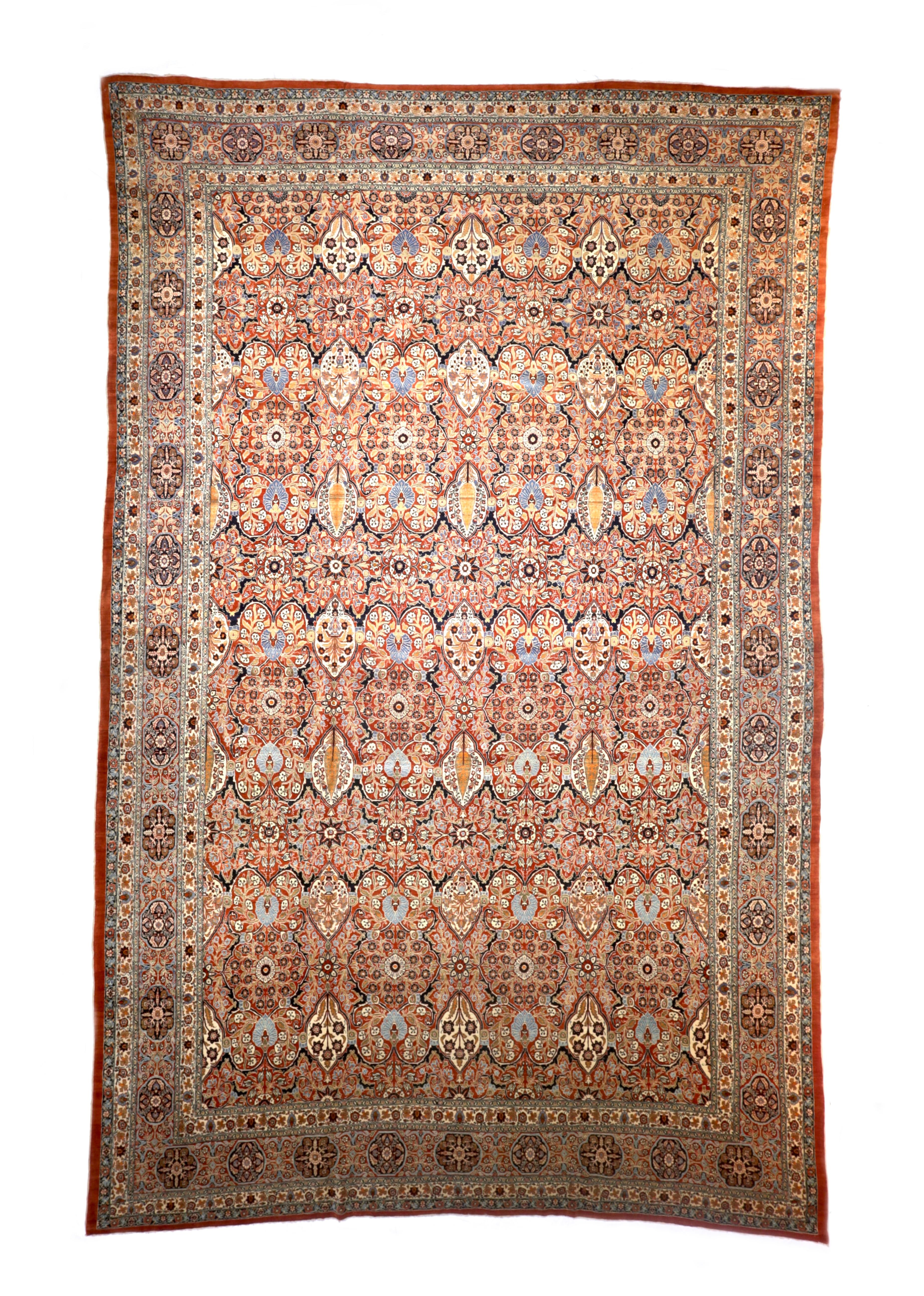 Antiker persischer Haji Jalili Tabriz Teppich 12'5 x 19'4 (Persisch) im Angebot
