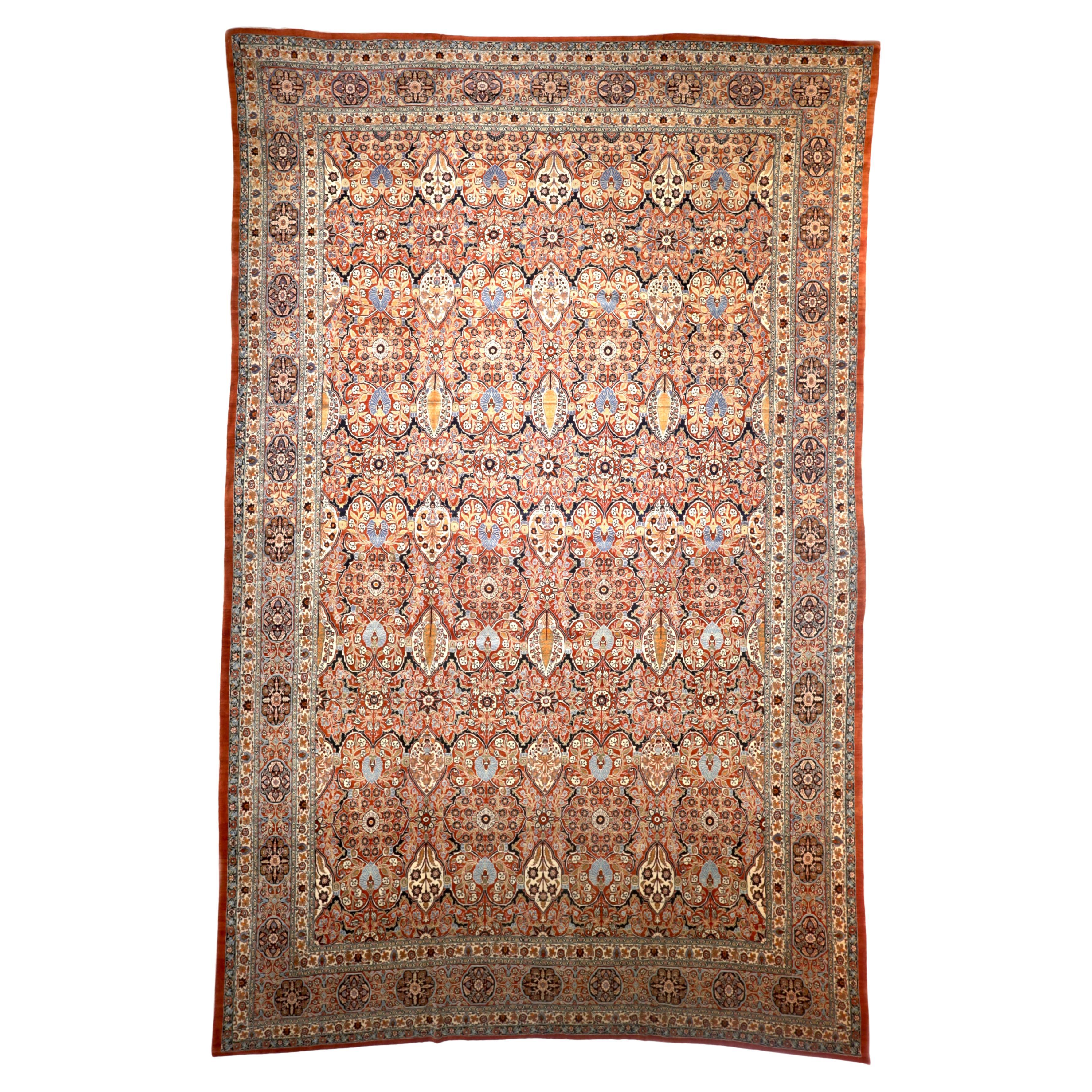 Antique Persian Haji Jalili Tabriz Rug 12’5” x 19’4”
