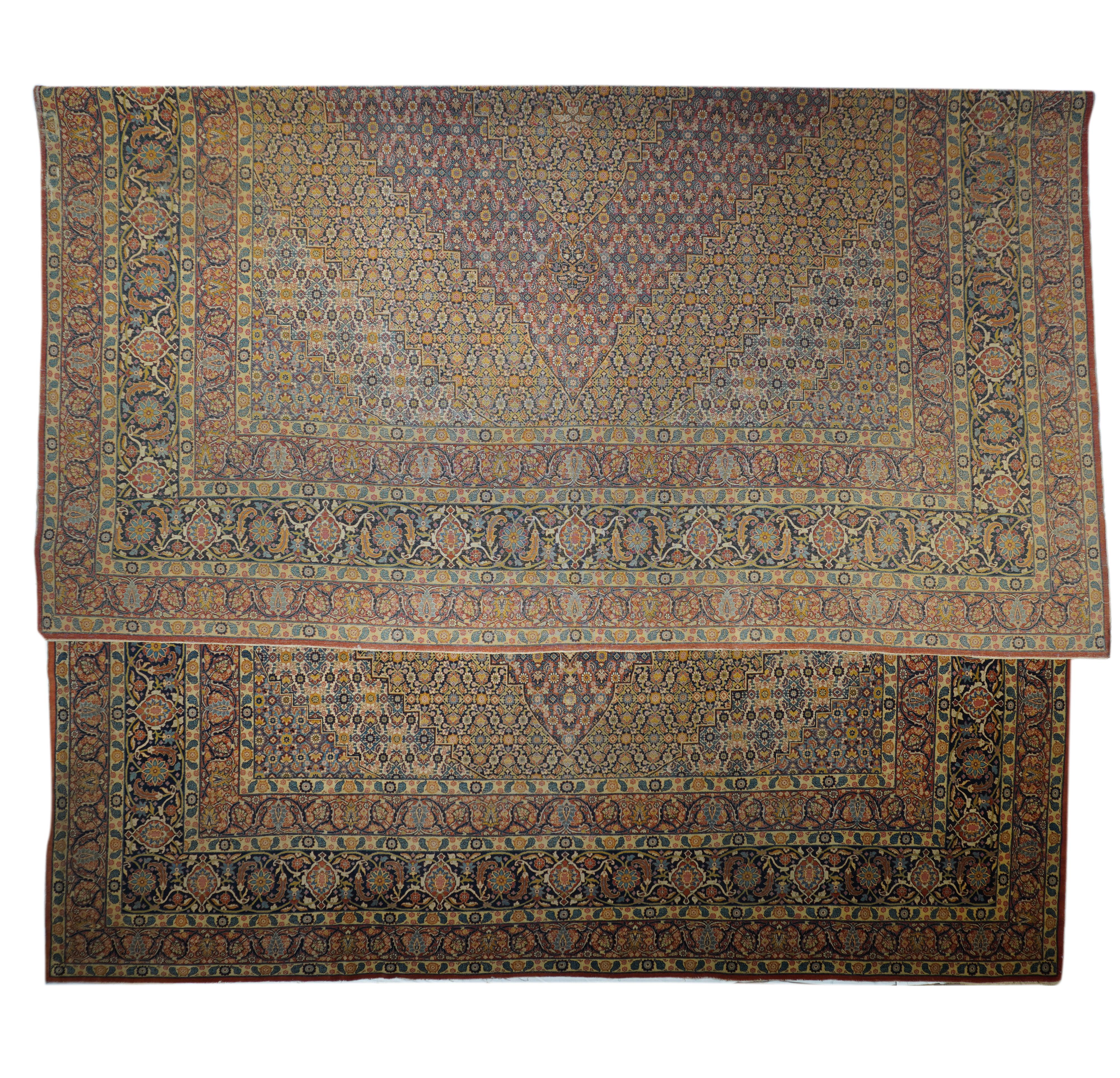 Antiker persischer Haji Jalili Tabriz Teppich 13'6 x 18'7 (Handgeknüpft) im Angebot
