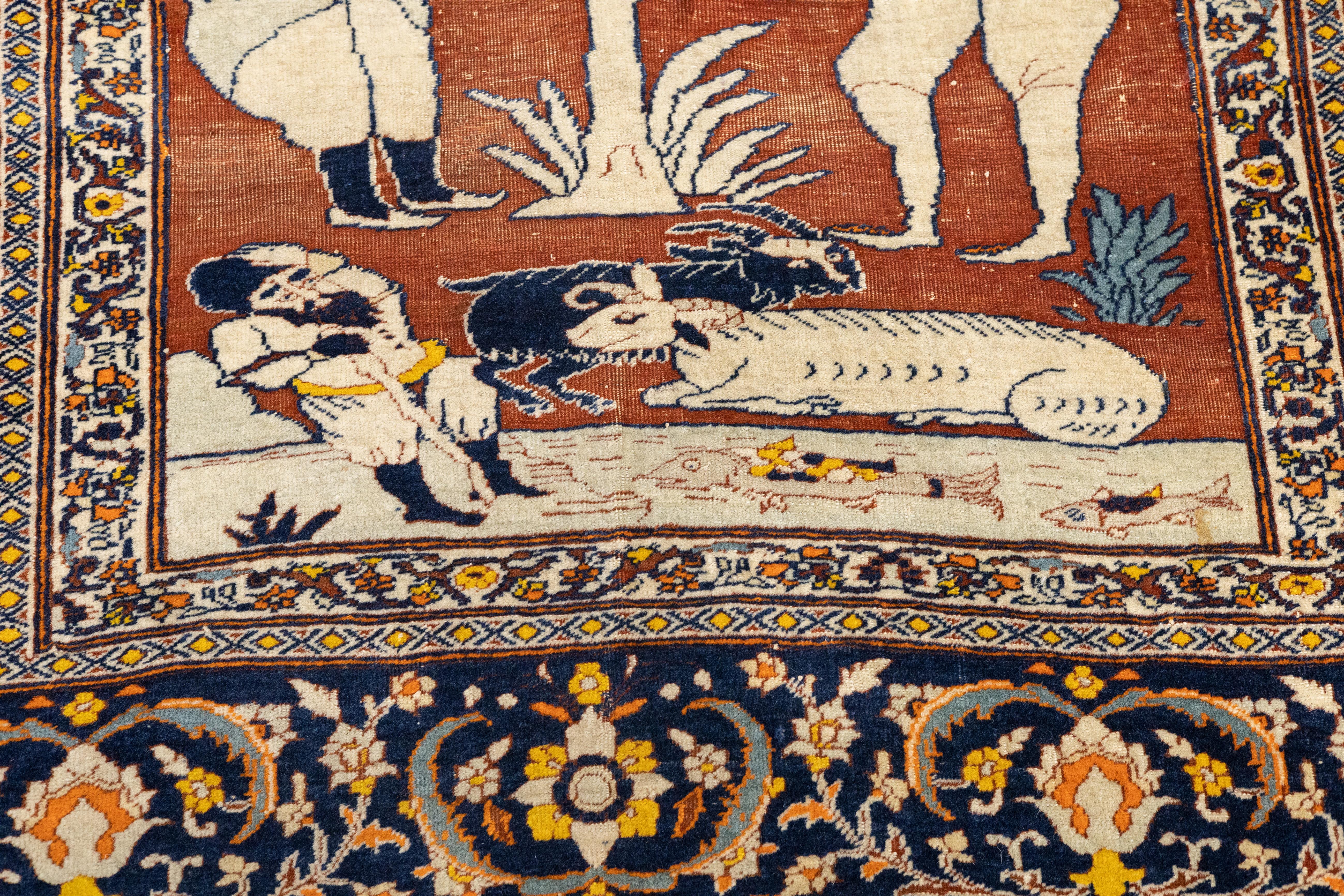 Antiker persischer Haji Jalili Täbris-Teppich 4'8'' x 6'0