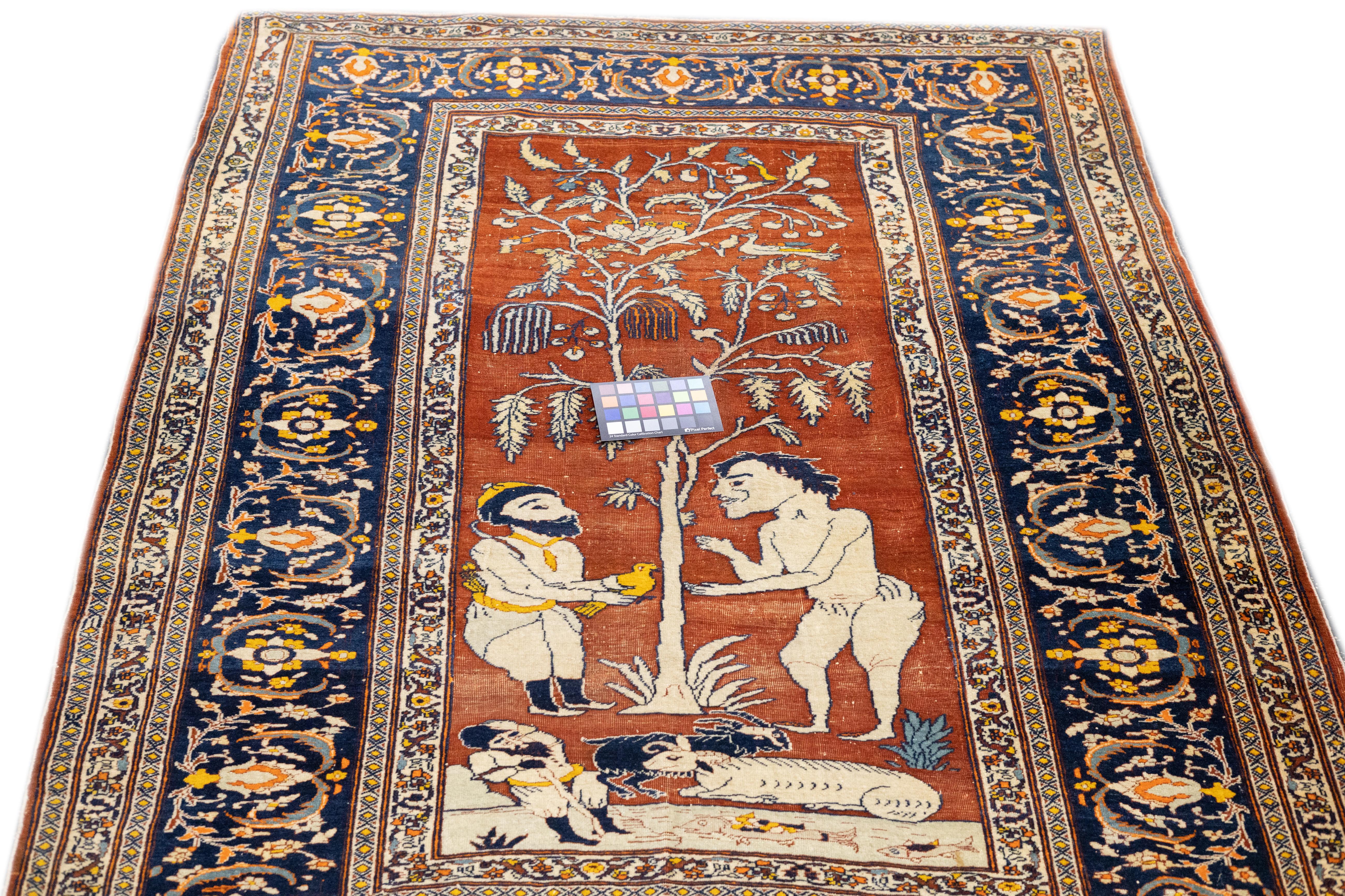 Antiker persischer Haji Jalili Täbris-Teppich 4'8'' x 6'0
