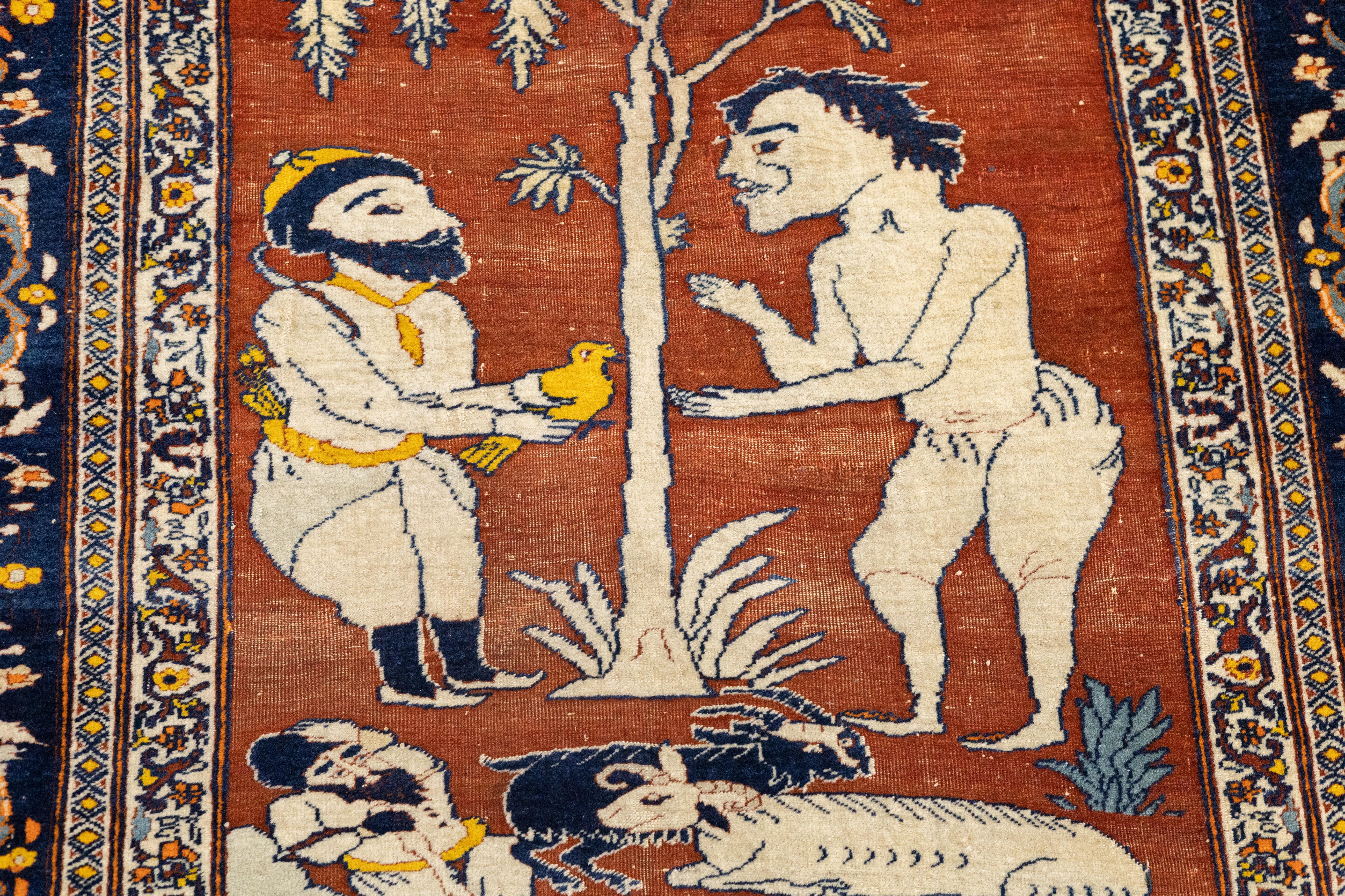 Antiker persischer Haji Jalili Täbris-Teppich 4'8'' x 6'0