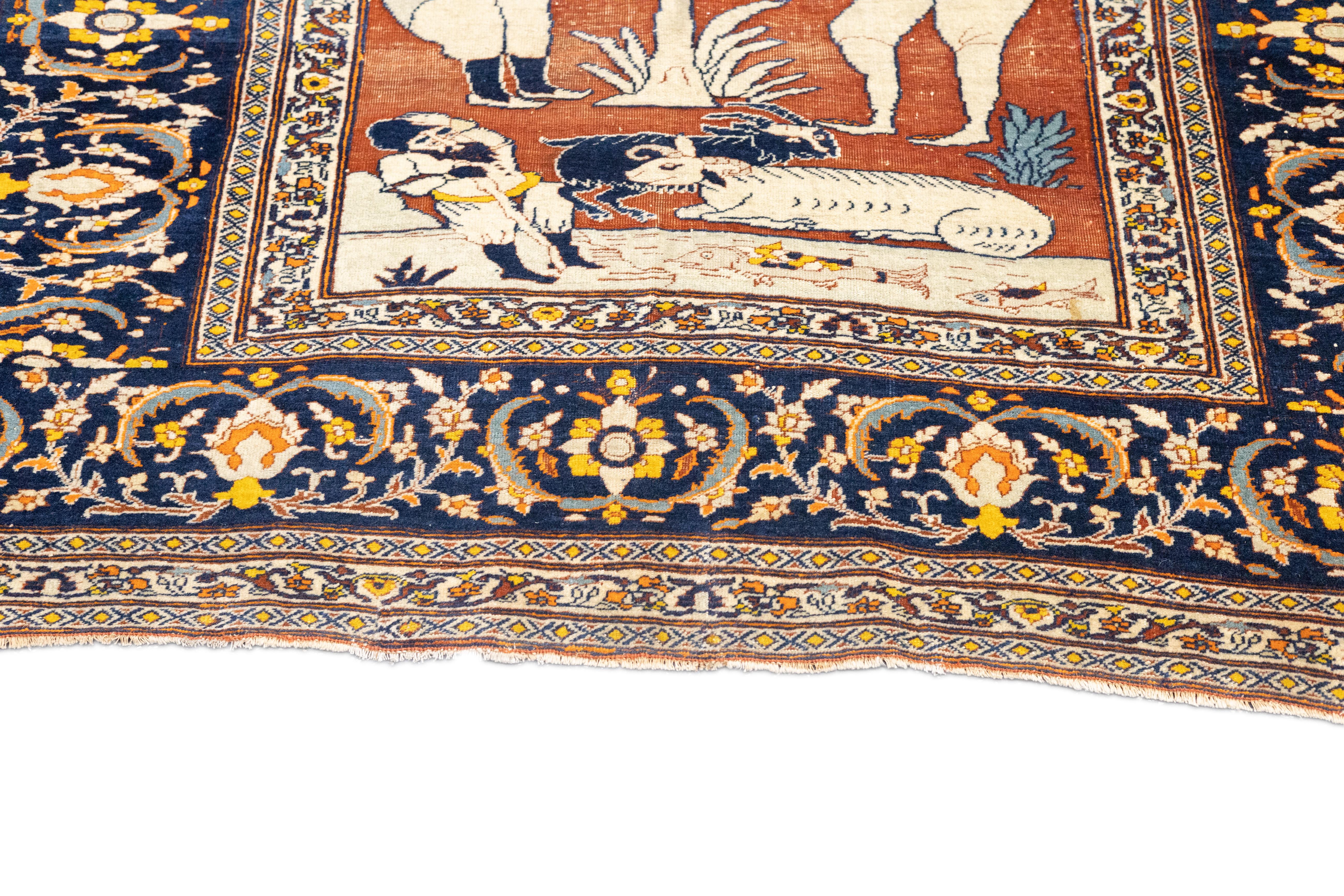 Antiker persischer Haji Jalili Täbris-Teppich 4'8'' x 6'0
