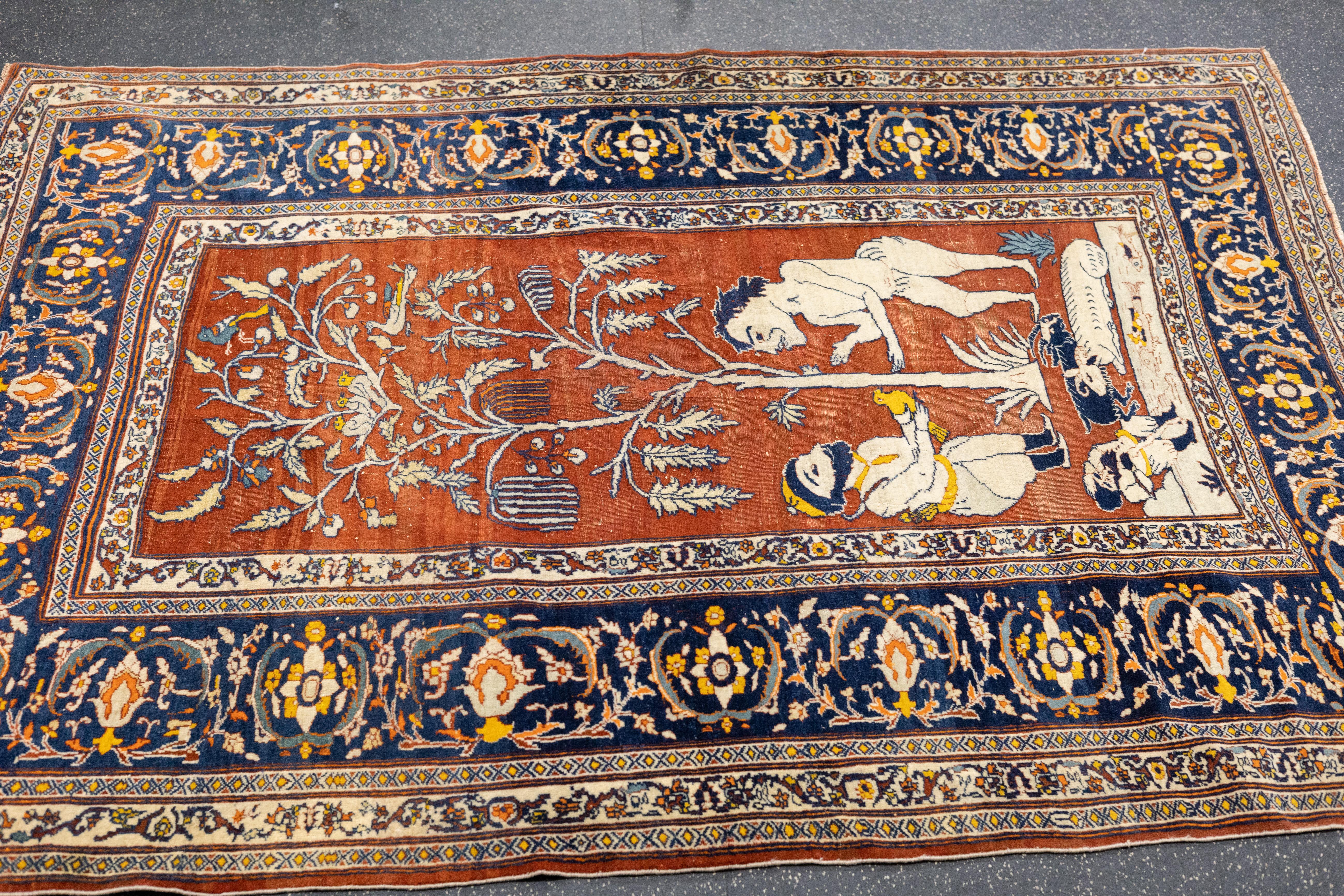 Antiker persischer Haji Jalili Täbris-Teppich 4'8'' x 6'0