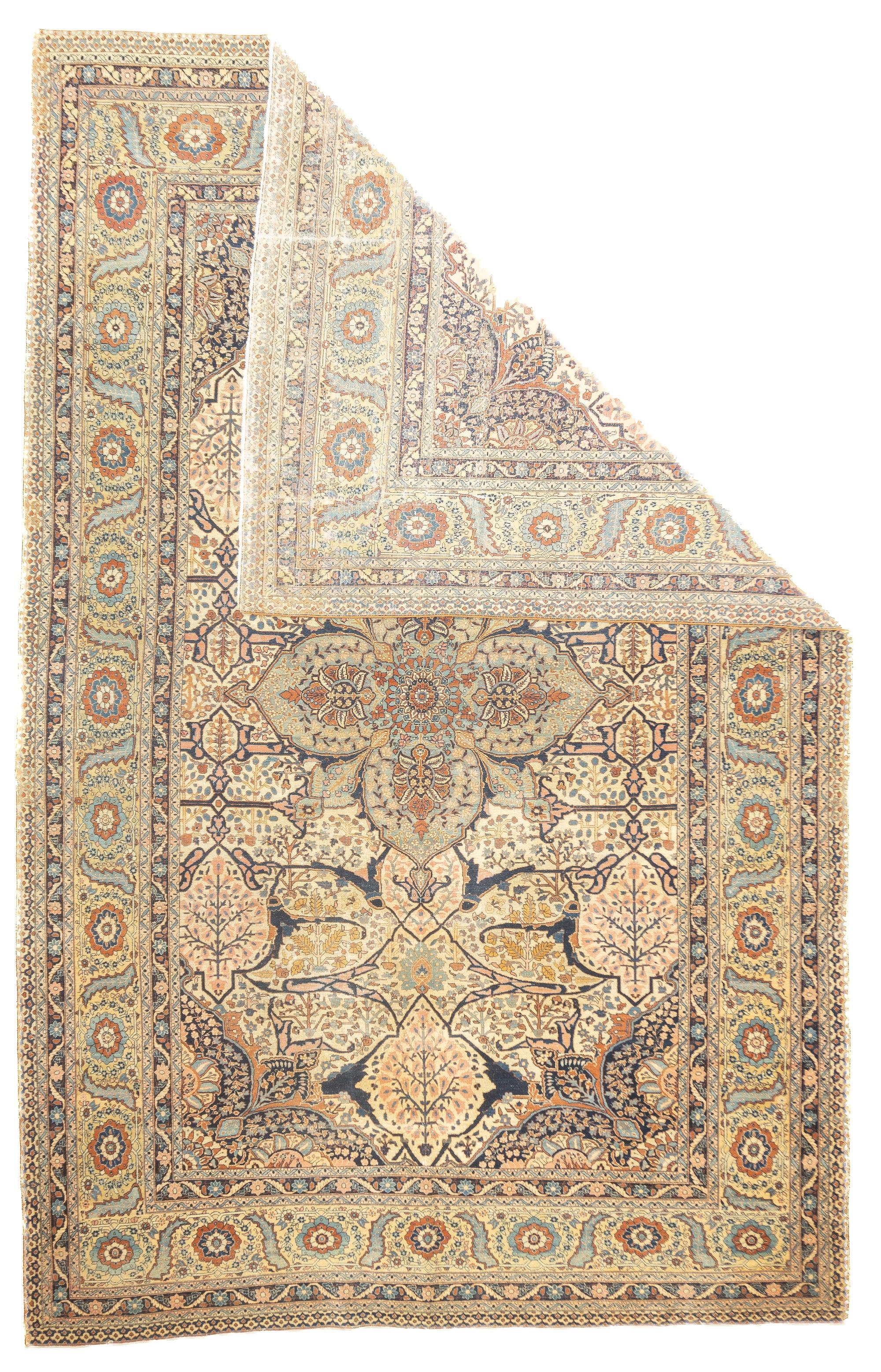 Antiker persischer Haji Jalili Tabriz-Teppich 7'10'' x 12'2''. Die gut gewebten bis fein geknüpften Stücke von 1890 bis 1910, die in der gleichnamigen Werkstatt oder ihren Nachahmern in Täbris gewebt wurden, in Formaten von Matten bis zu riesigen