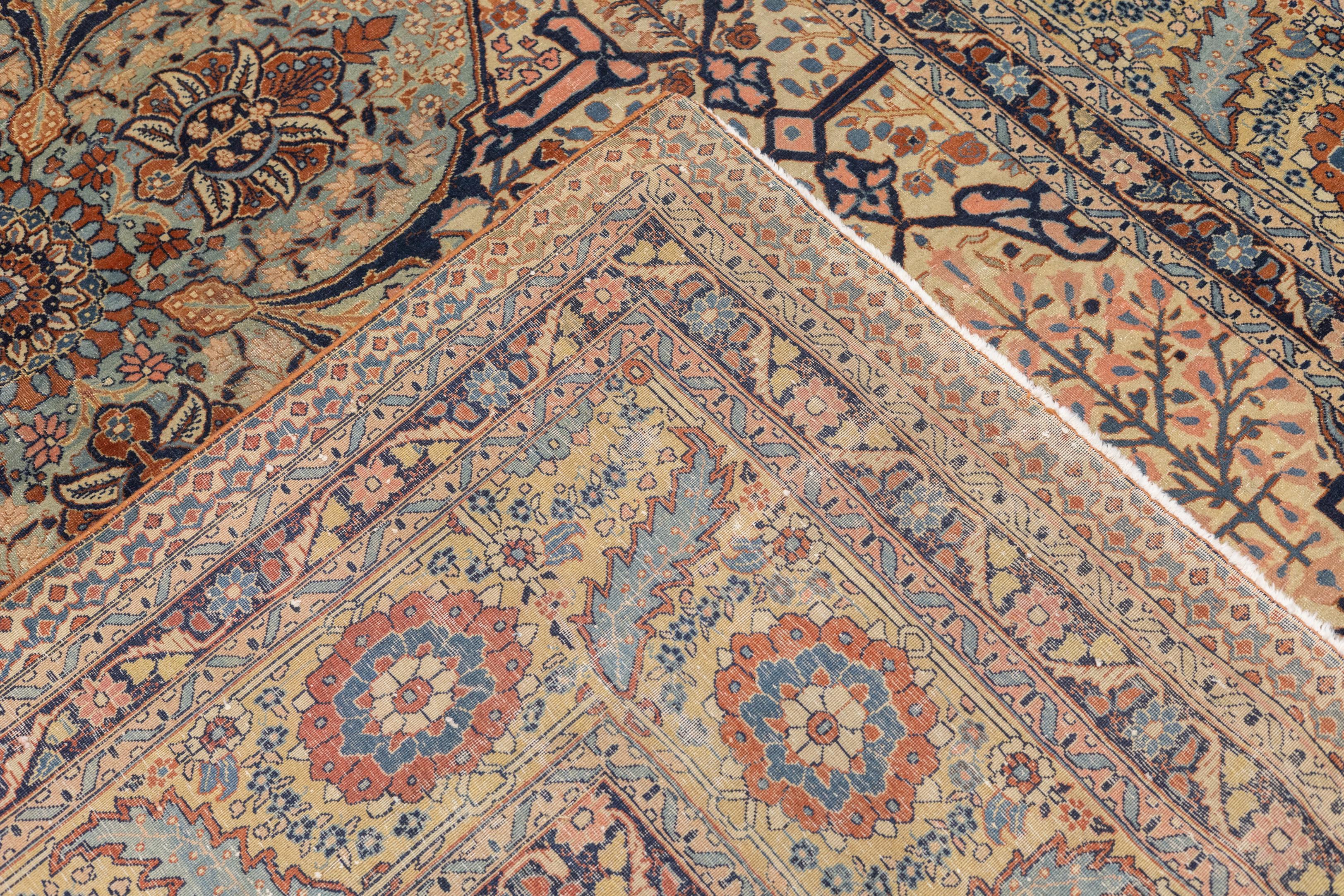 Antiker persischer Haji Jalili Täbris-Teppich 7'10'' x 12'2'' im Angebot 1
