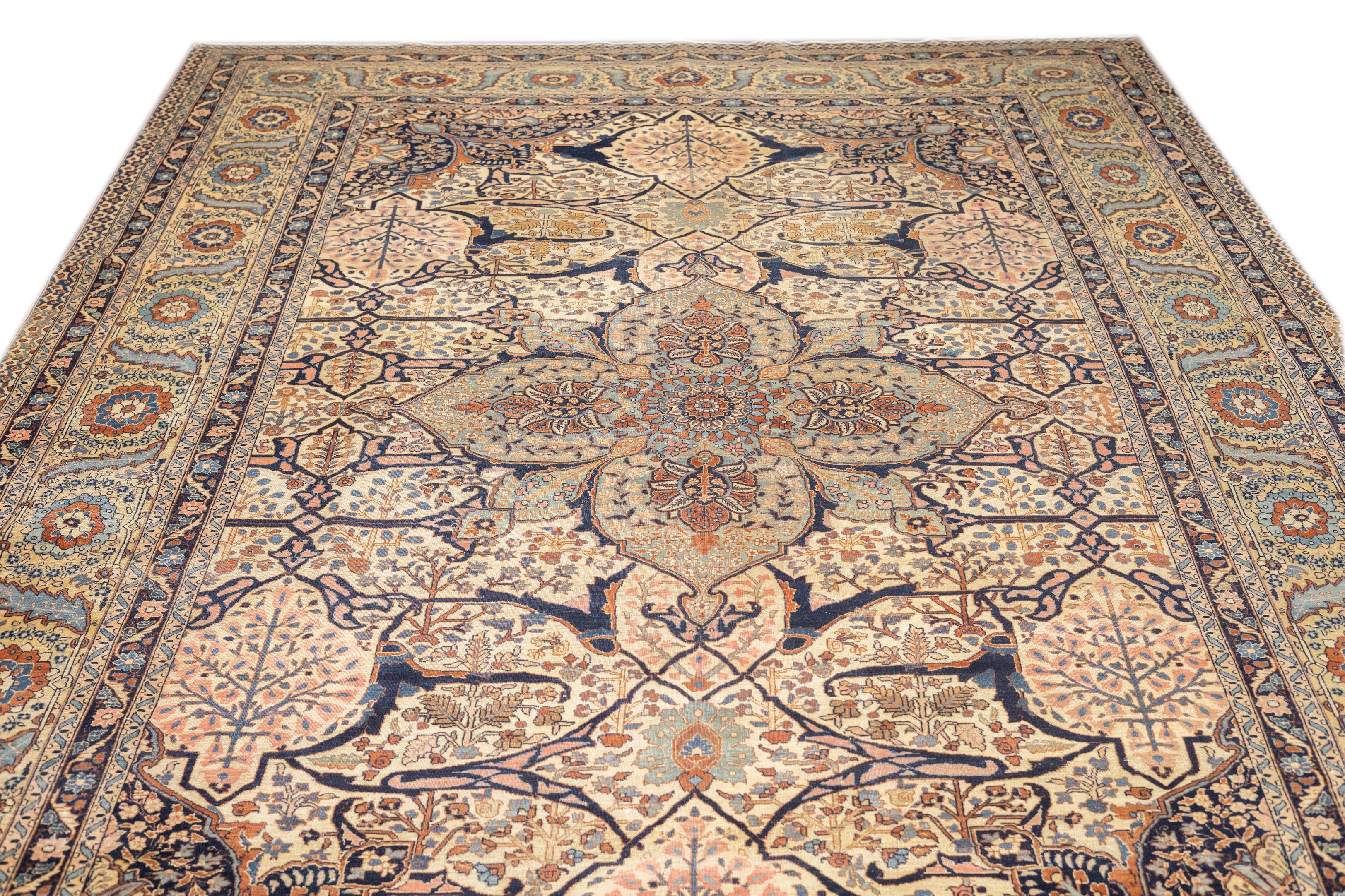 Antiker persischer Haji Jalili Täbris-Teppich 7'10'' x 12'2'' (Handgeknüpft) im Angebot