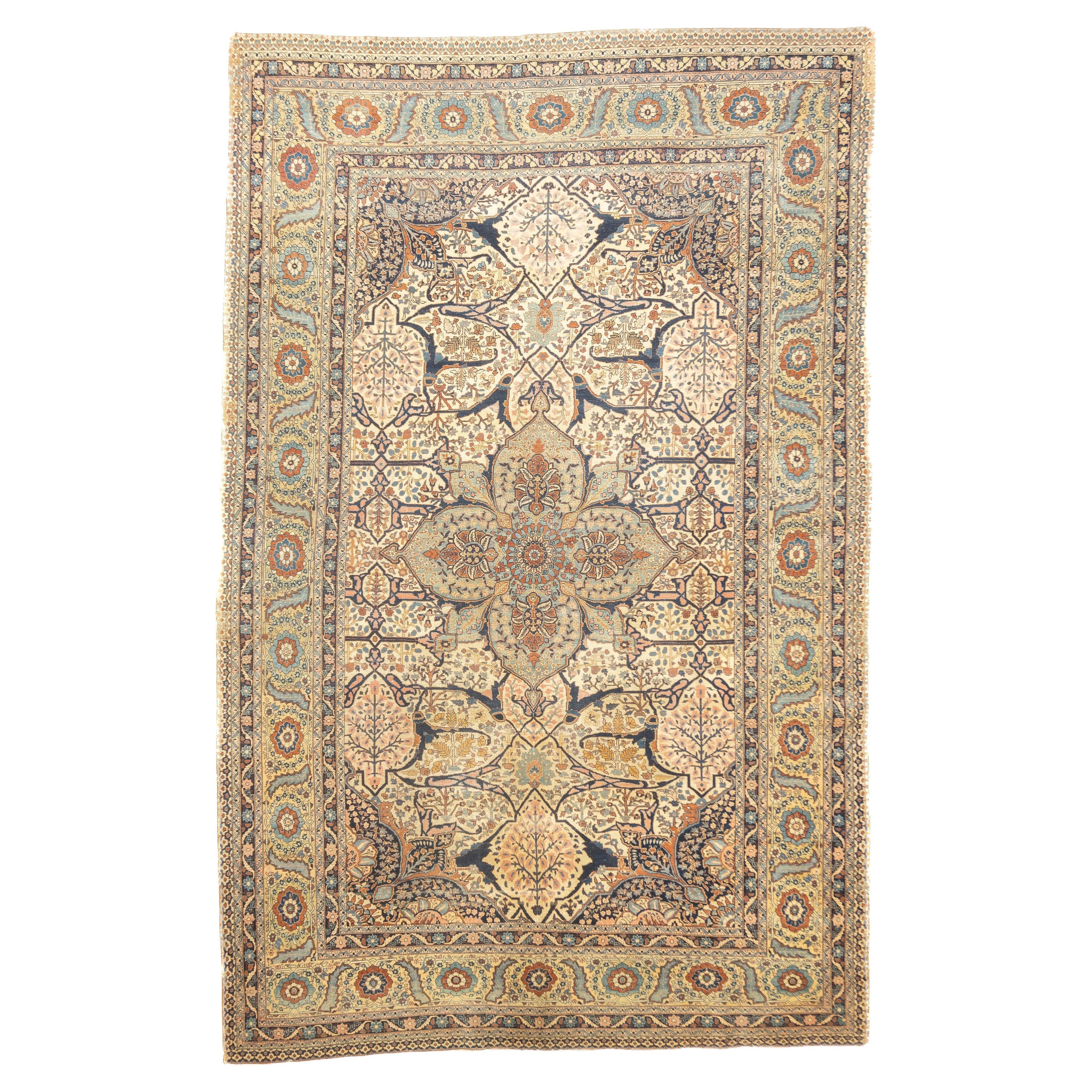 Antiker persischer Haji Jalili Täbris-Teppich 7'10'' x 12'2''
