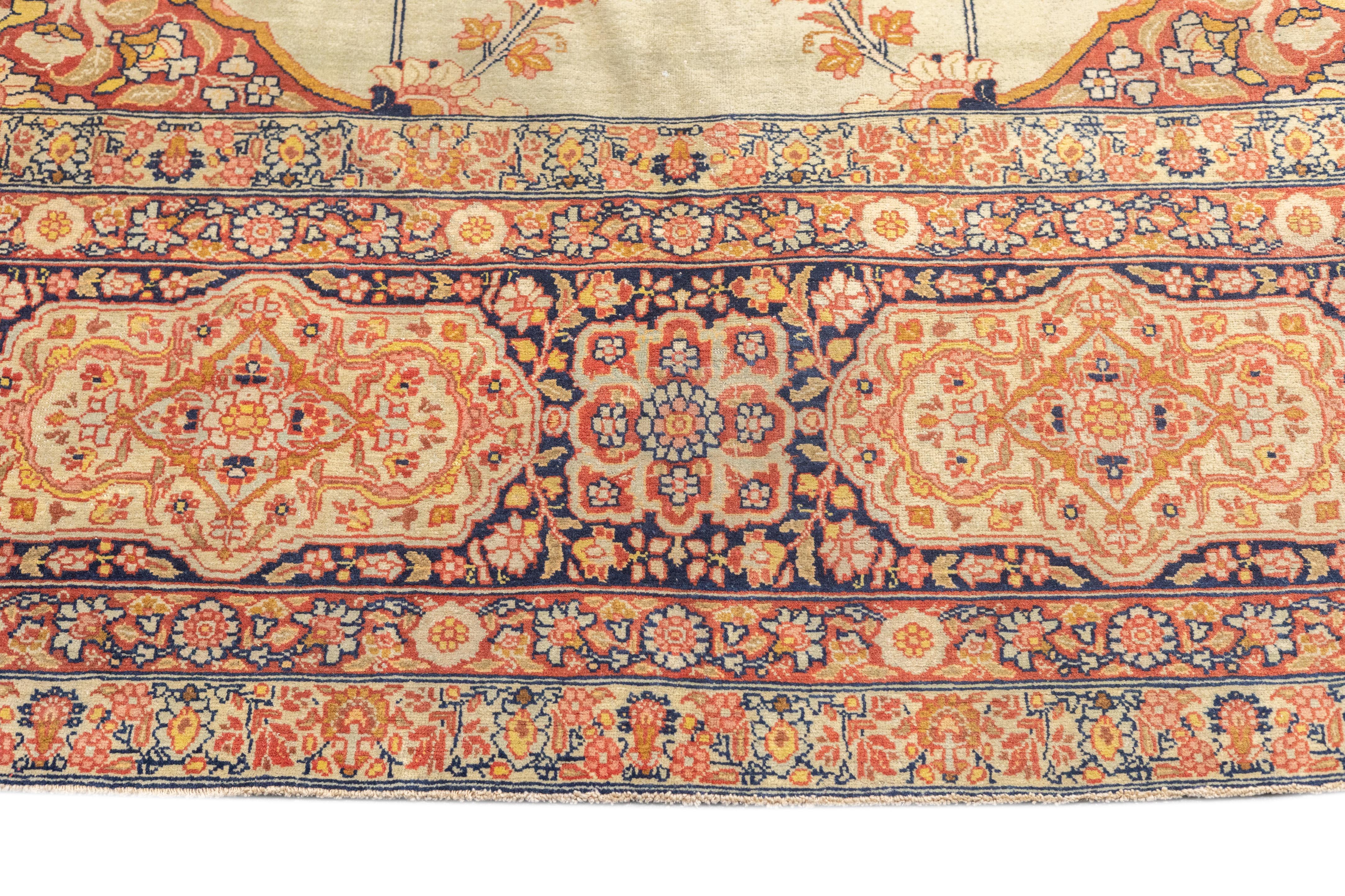 Lana Tappeto antico persiano Haji Jalili Tabriz 9'1'' x 12'9'' in vendita
