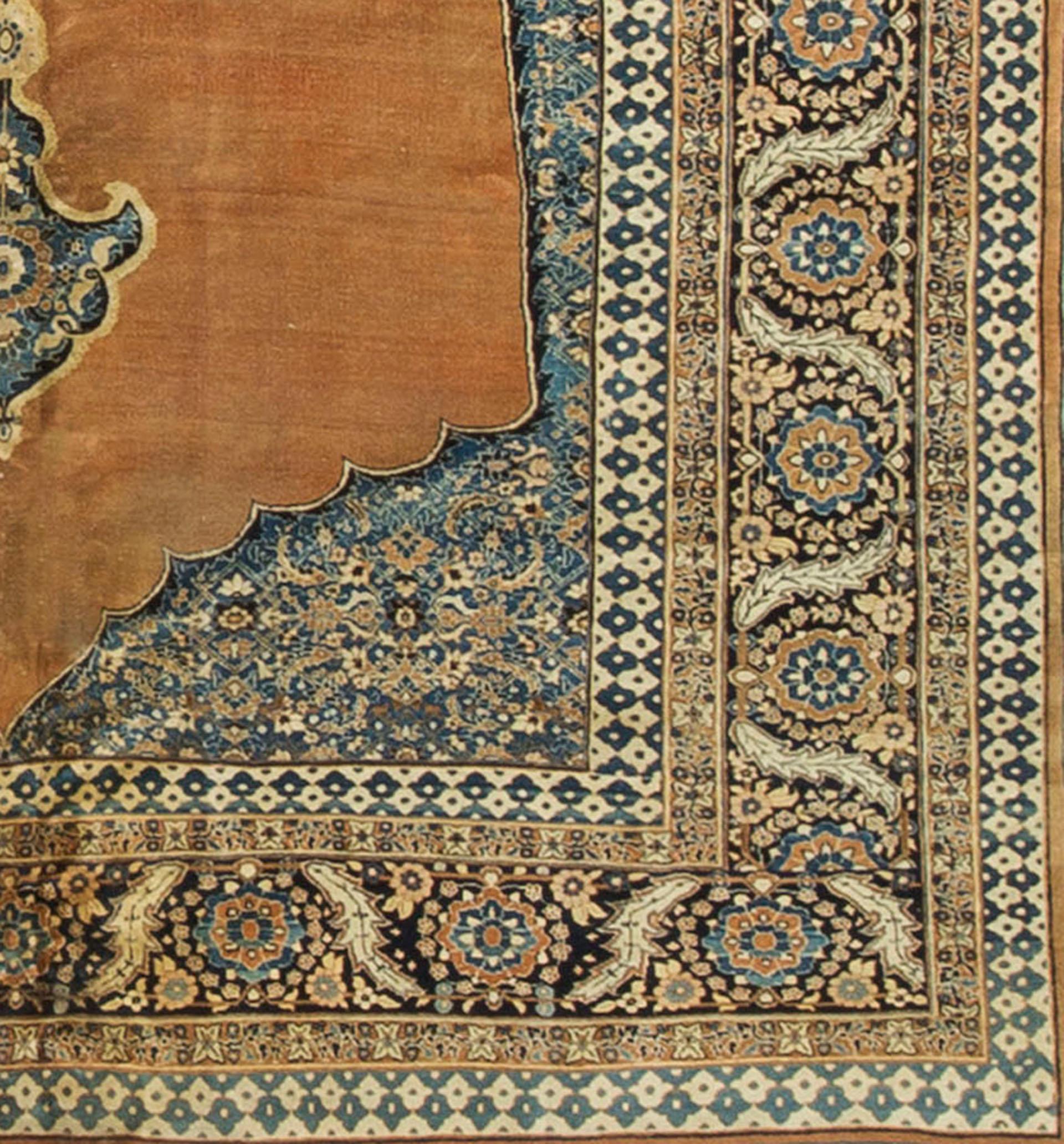Hand-Woven Antique Persian Haji-Jalili Tabriz Rug Carpet, circa 1890 For Sale