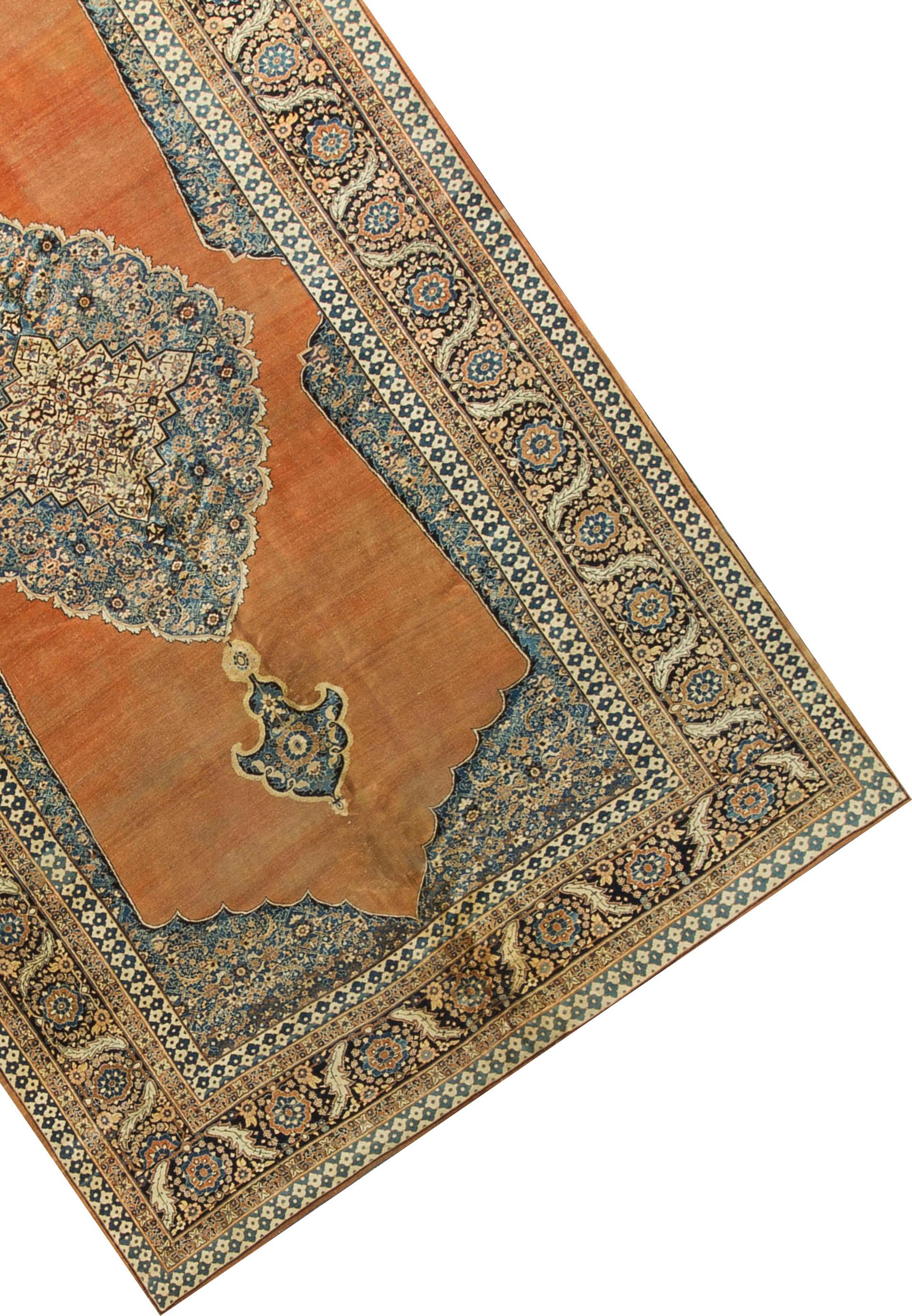 Antique Persian Haji-Jalili Tabriz Rug Carpet, circa 1890 In Good Condition For Sale In Secaucus, NJ