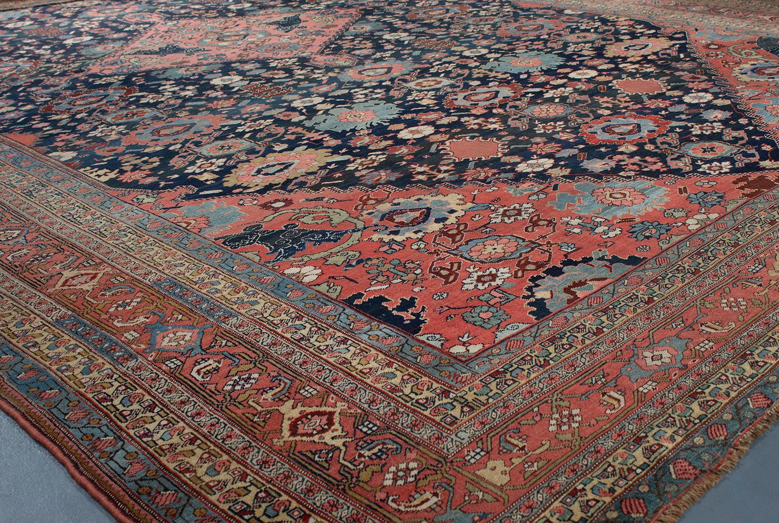 Bidjar carpets originated in a small city of the same name in Northwestern Iran. At the time, Bidjar was the center of a major weaving area populated mainly by Kurdish people whose artistic culture is clearly seen in the region’s grand antique