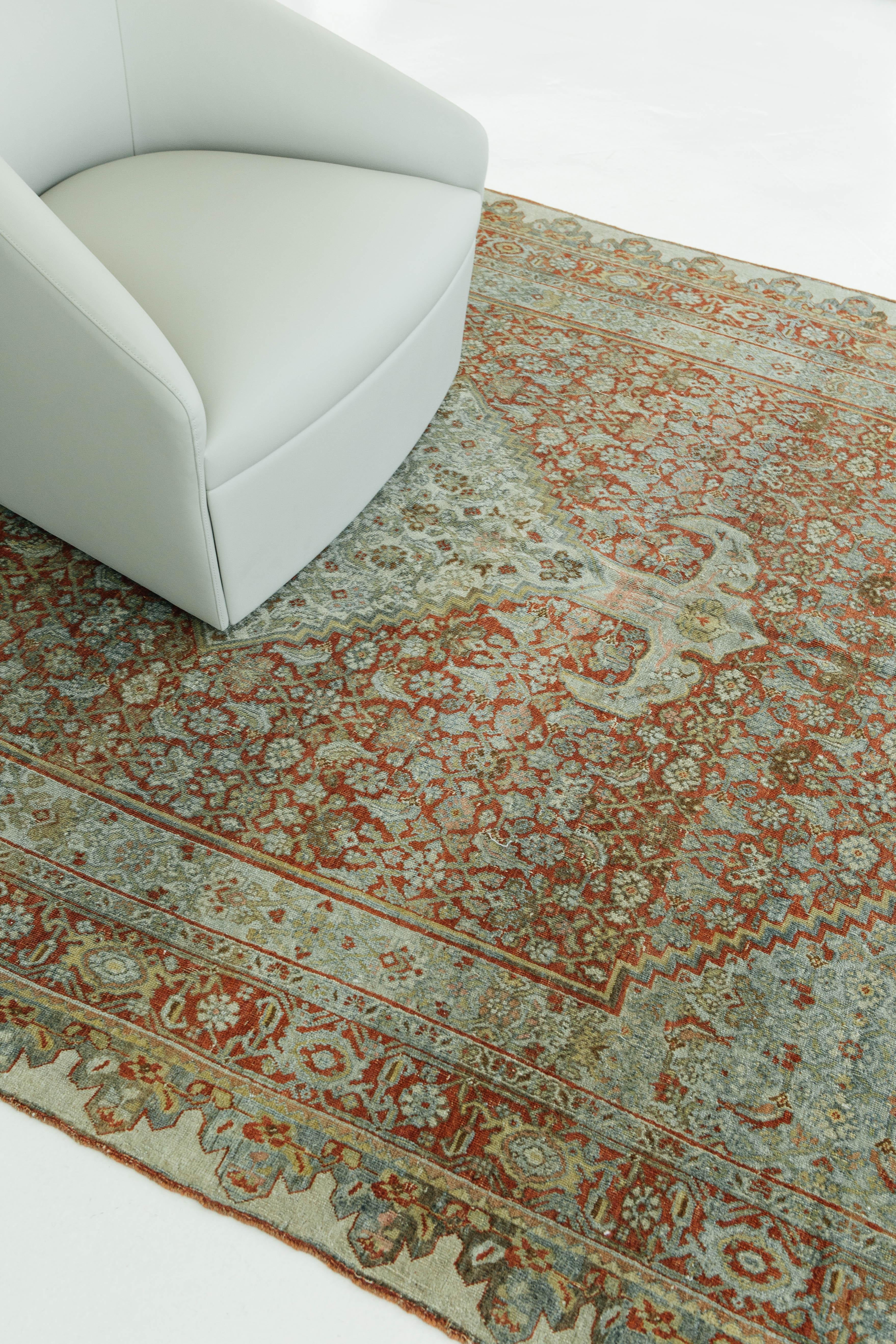 Annodato a mano Antico Halvai persiano Bidjar Herati Design in vendita