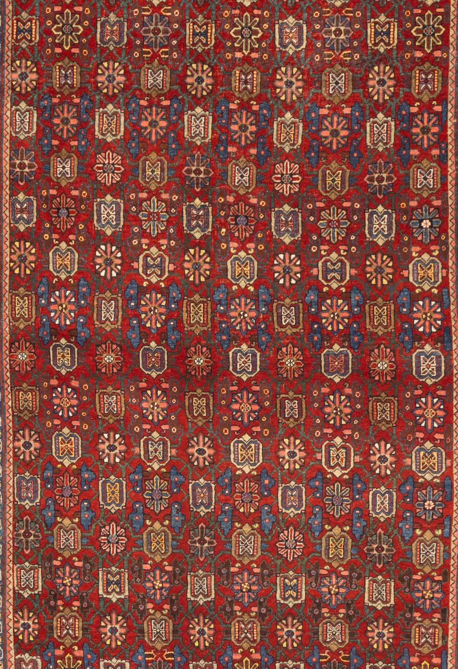 Hand-Knotted Antique Persian Halvai Bidjar Rug 4’10