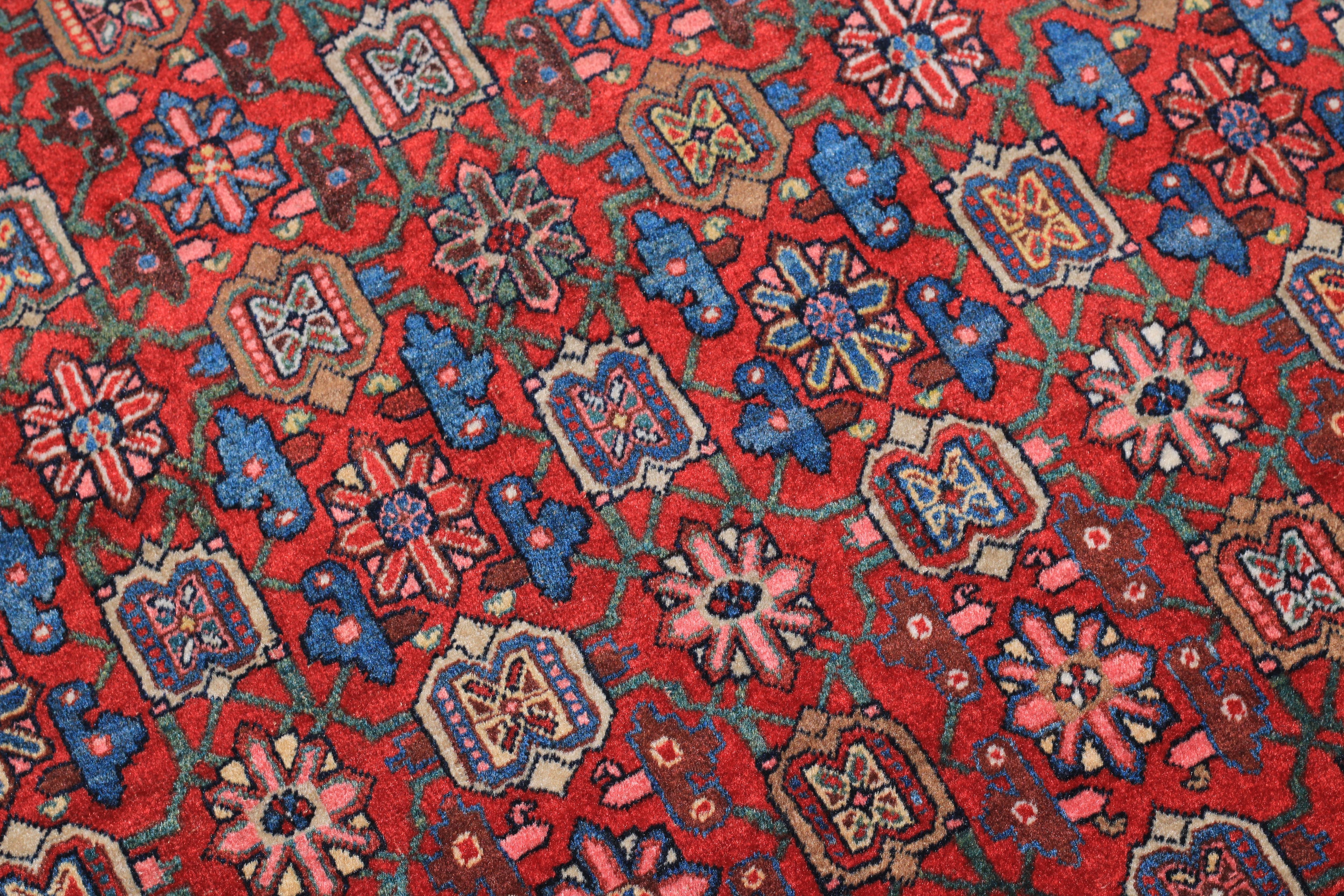 19th Century Antique Persian Halvai Bidjar Rug 4’10