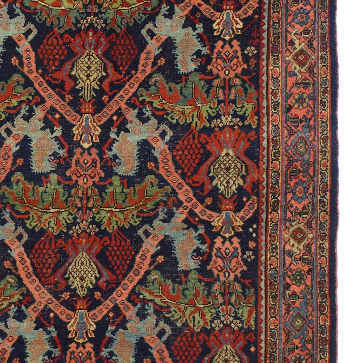 Antiker persischer Halvai Bidjar Teppich 4'9