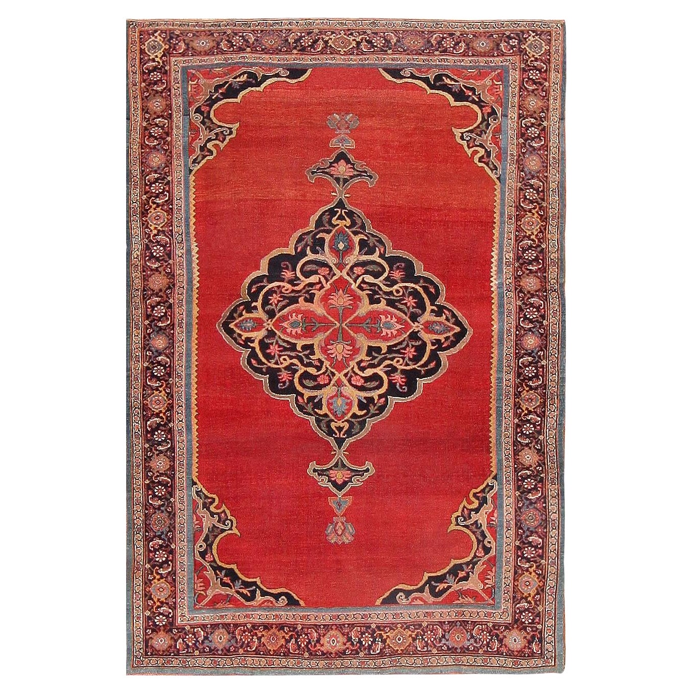 Tappeto antico persiano Halvai Bidjar. Dimensioni: 4 ft 8 in x 7 ft in vendita