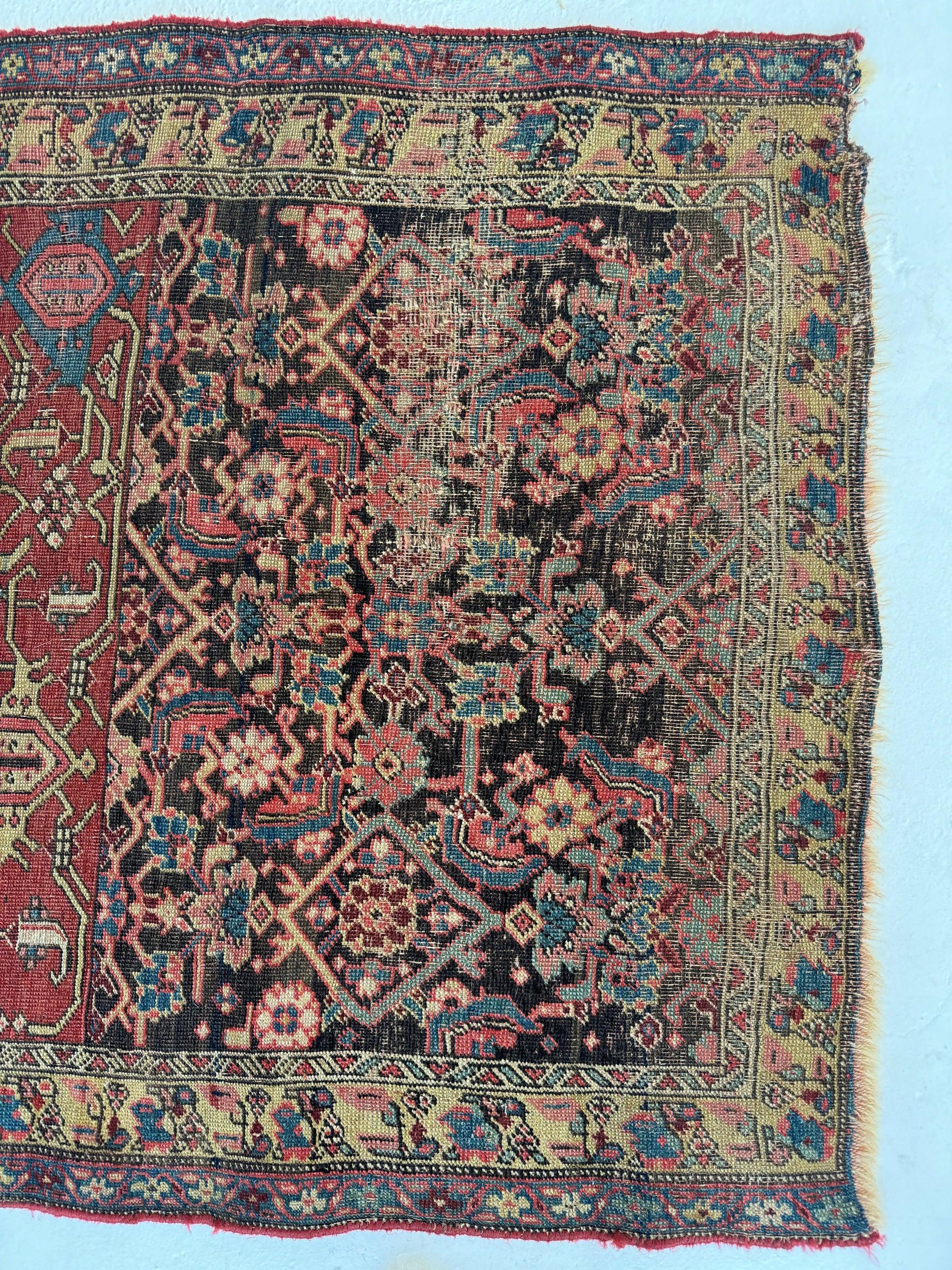 Antiker persischer Halvai Bidjar-Sammler- oder „Wagireh“-Teppich, um 1900 im Zustand „Gut“ im Angebot in Milwaukee, WI