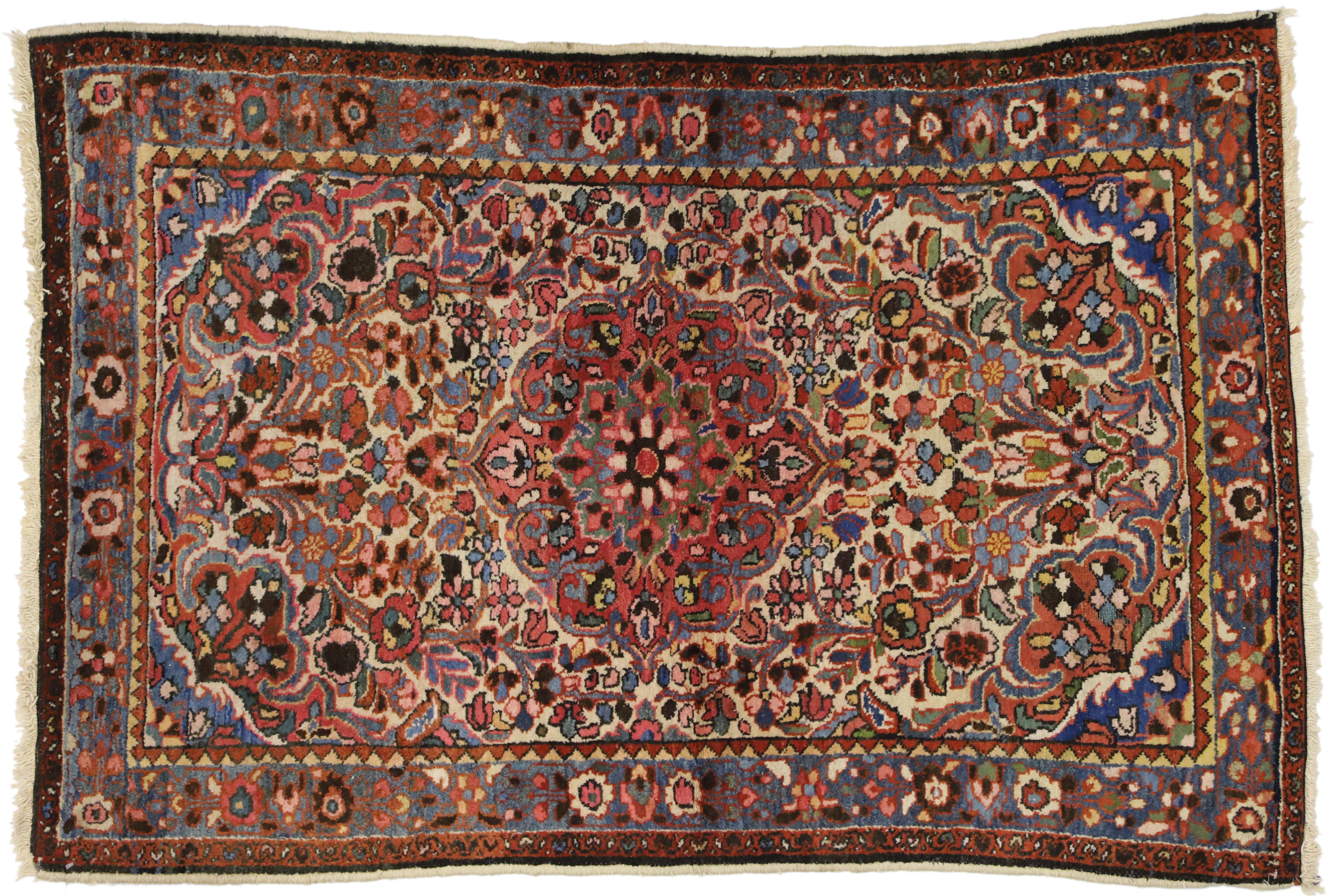 Antique Persian Hamadan Accent Rug with Traditional Style For Sale 2