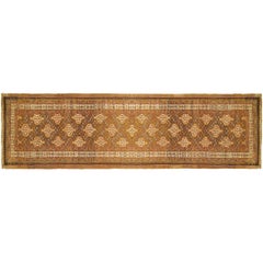 Antiker persischer Hamadan Kamelhaar- Orientalischer Teppich in Läufergröße mit Repeat-Design, antik