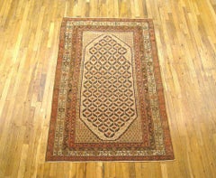 Antique Persian Hamadan Camel Hair Oriental Rug in Small Size with Repeat Design