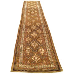 Antique Persian Hamadan Camel Hair Oriental Rug, in Runner Size w/ Repeat Design