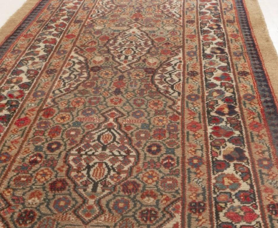 Antique Persian Hamadan Handmade Wool Runner In Good Condition For Sale In New York, NY