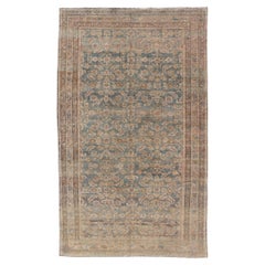 Antique Persian Hamadan Gallery Rug with Soft Blue Field and Allover Design