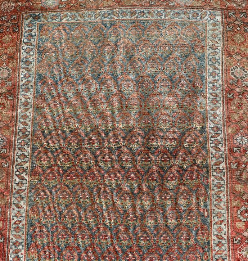 Antique Persian Hamadan Gallery Runner in Wool with All-Over Tribal Design For Sale 5
