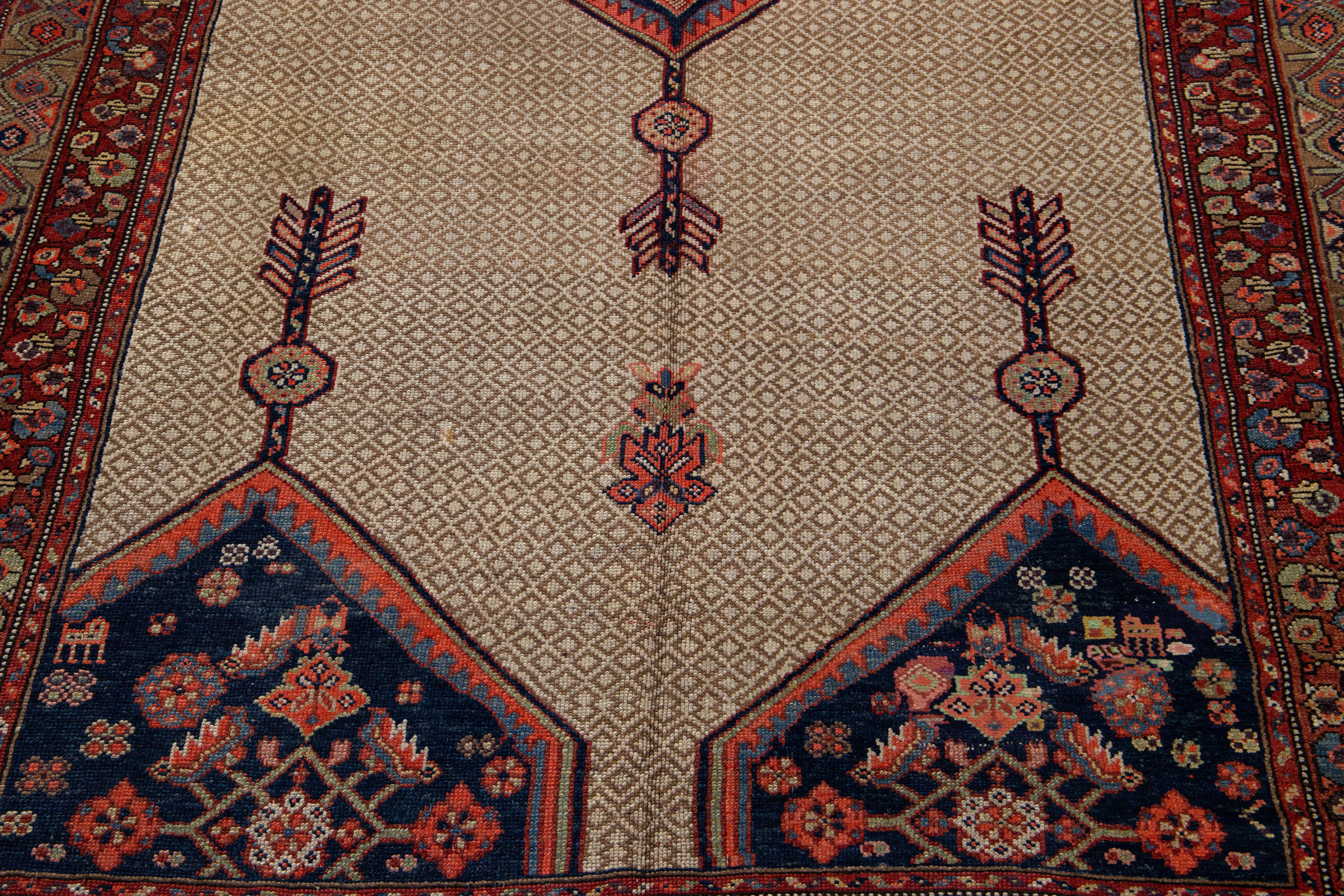 Antiker persischer Hamadan-Galerie-Wollteppich mit blauem Medaillon-Design im Zustand „Gut“ im Angebot in Norwalk, CT