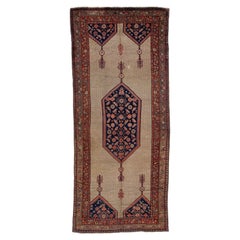 Tapis persan ancien en laine de la galerie Hamadan avec motif de médaillon bleu