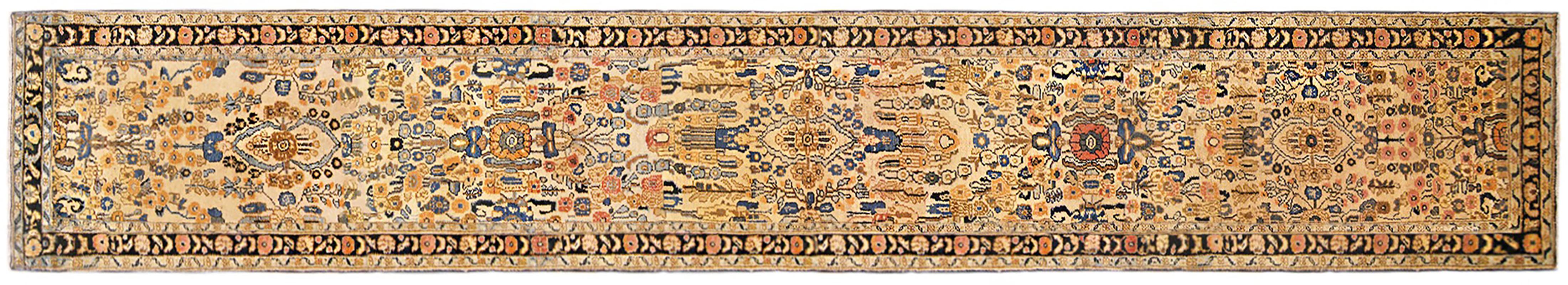 Antique Persian Hamadan Oriental Rug, in Runner size, with Soft Colors & Foliate