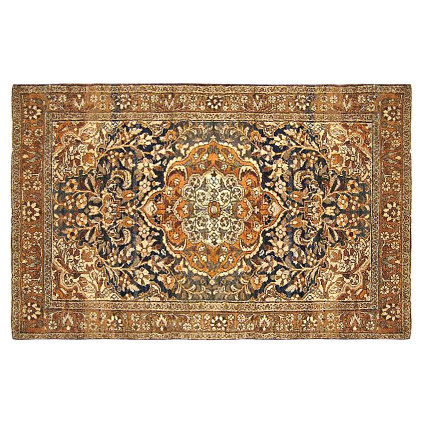 Antique Persian Hamadan Oriental Rug, in Small Size, w/ Central Medallion For Sale