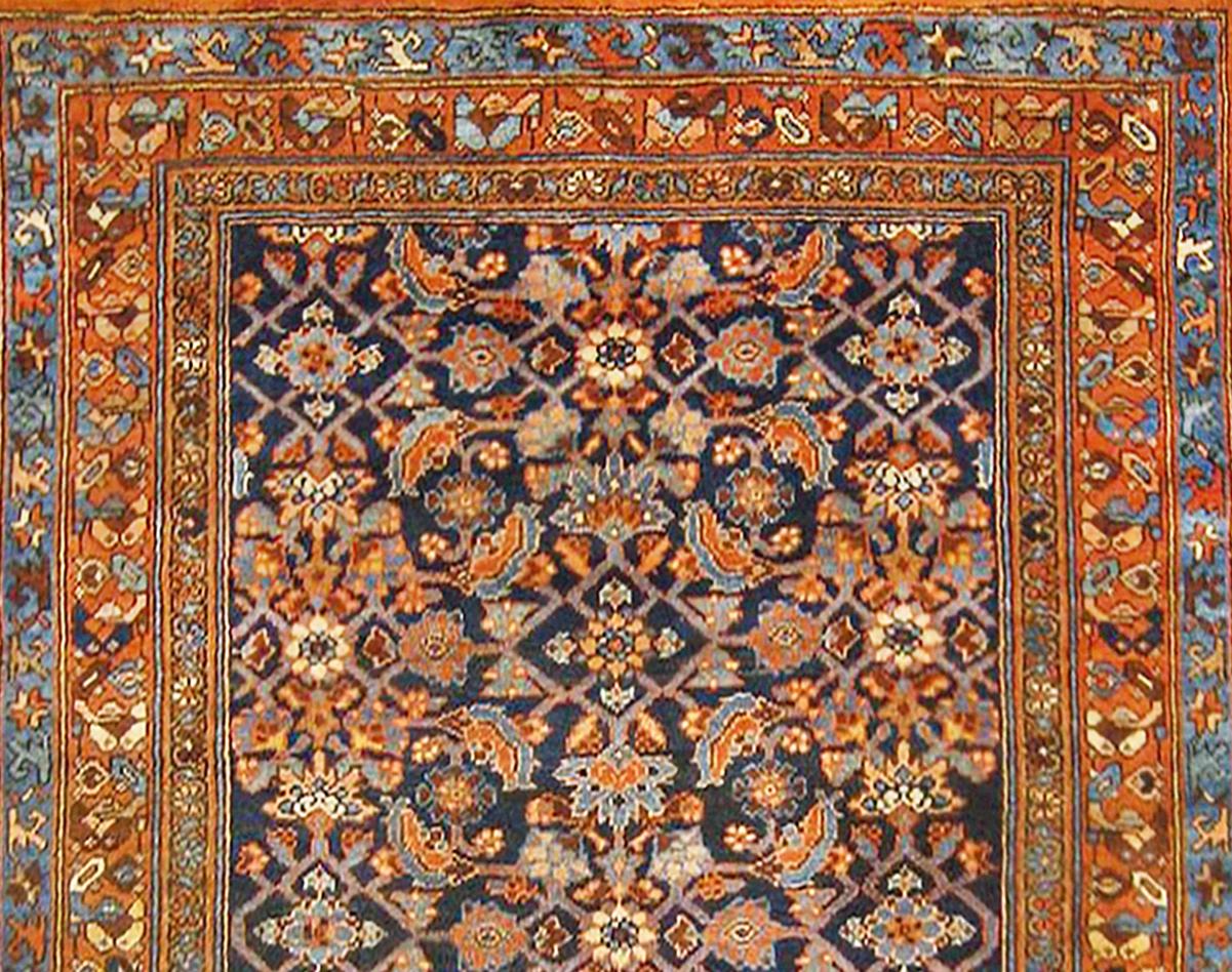 Hand-Knotted Antique Persian Hamadan Oriental Rug, in Small Size, w/ Herati Design For Sale