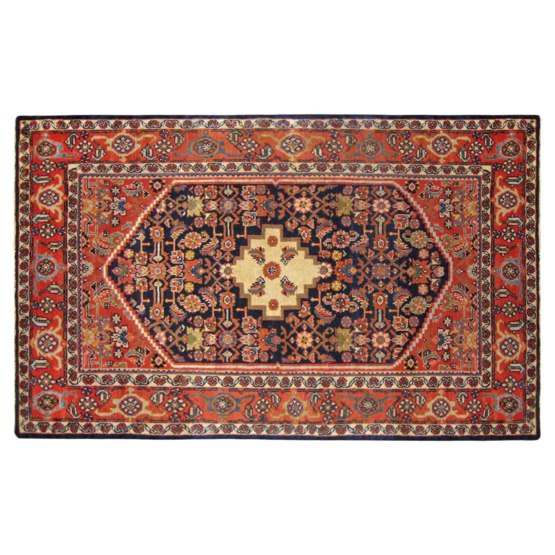 Antique Persian Hamadan Oriental Rug, in Small Size, w/ Herati Design For Sale