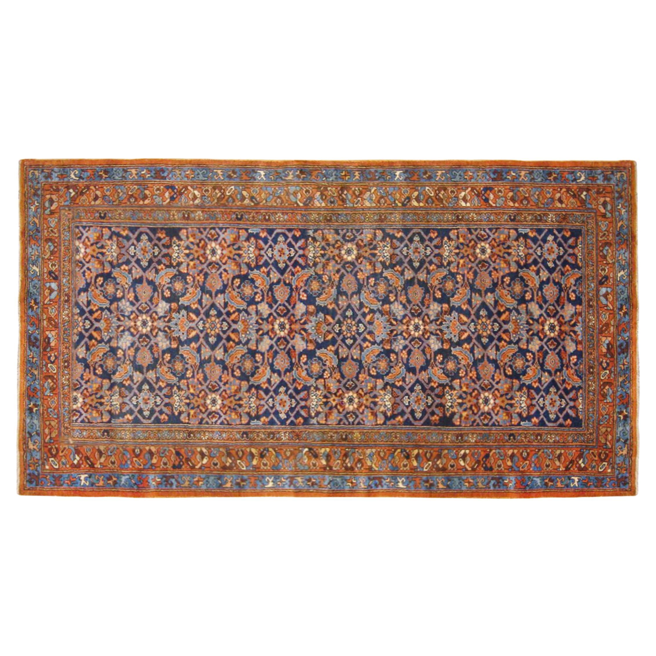 Antique Persian Hamadan Oriental Rug, in Small Size, w/ Herati Design For Sale