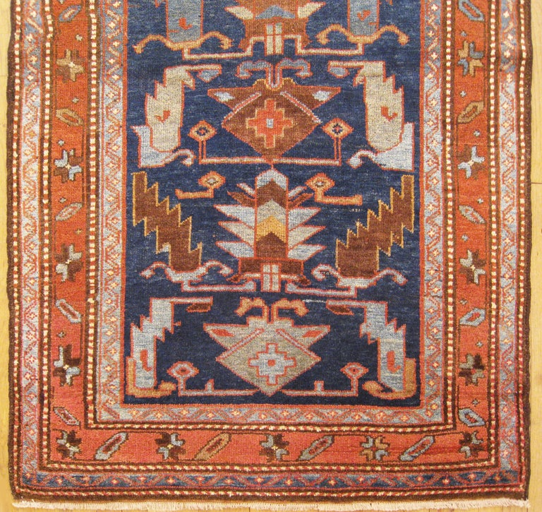 Antique Persian Hamadan Oriental Rug, Small Size, Geometric Design and ...