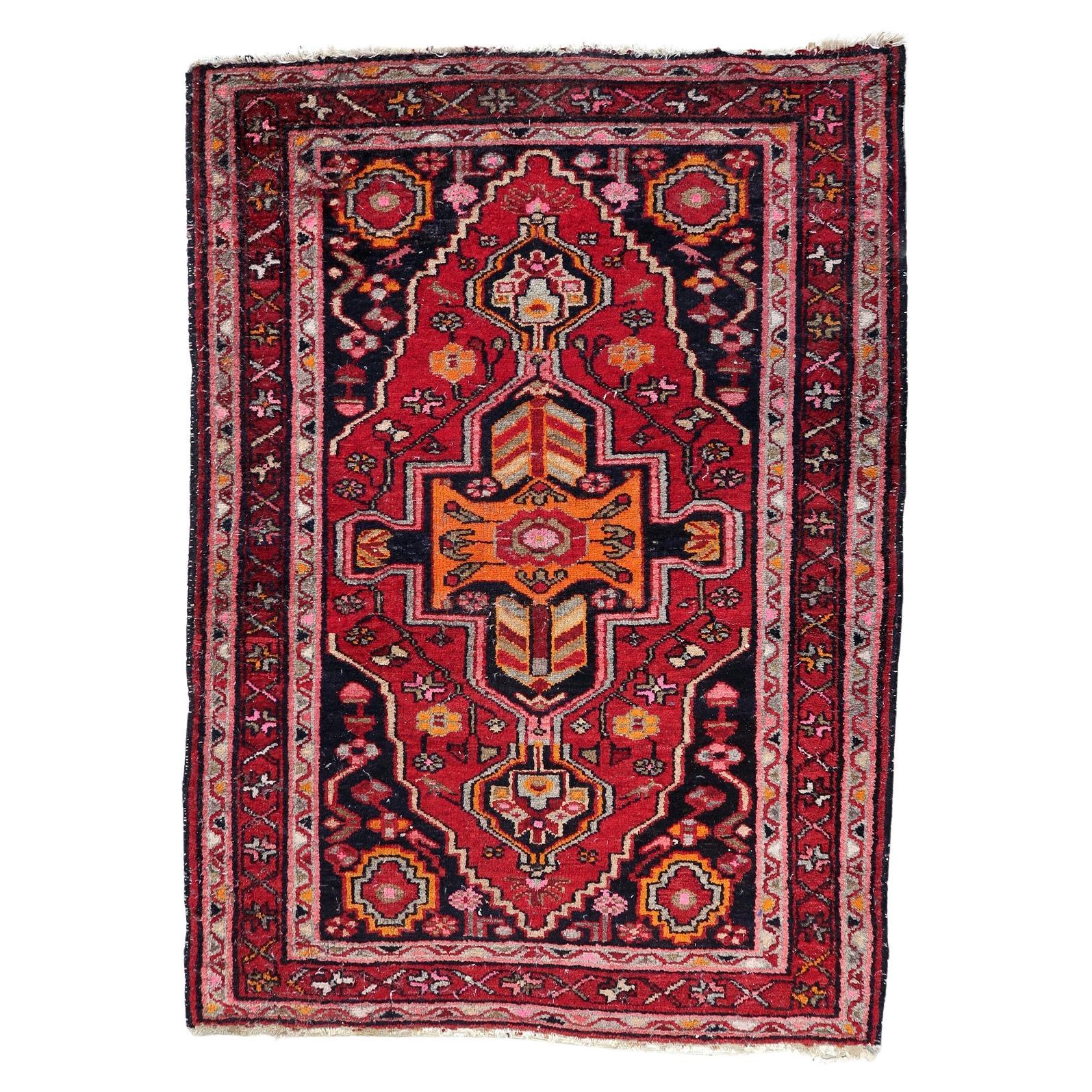 Antique Persian Hamadan Rug, 1920s, Hand-Knotted Wool, 3.5
 x 4.8
 - 1C1207