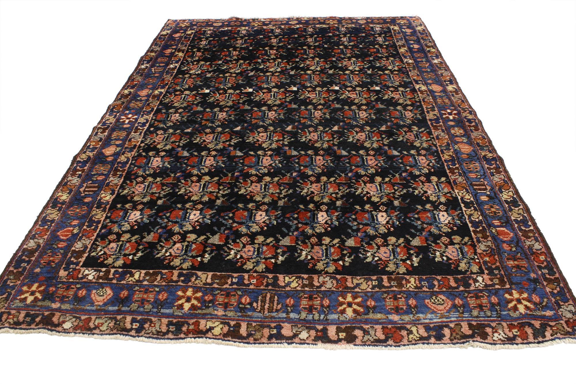 Hand-Knotted Antique Persian Hamadan Rug with Art Deco Style, Entry or Foyer Rug
