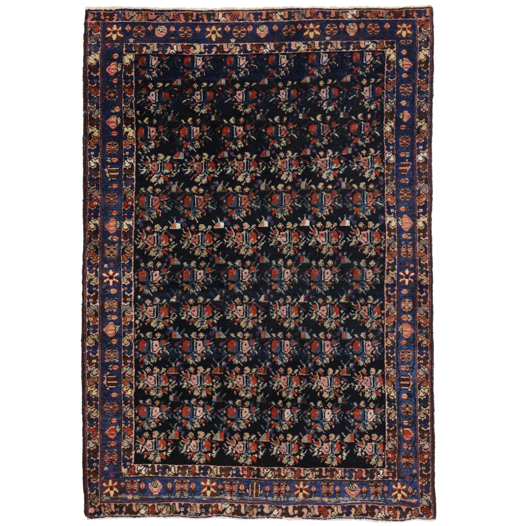 Antique Persian Hamadan Rug with Art Deco Style, Entry or Foyer Rug