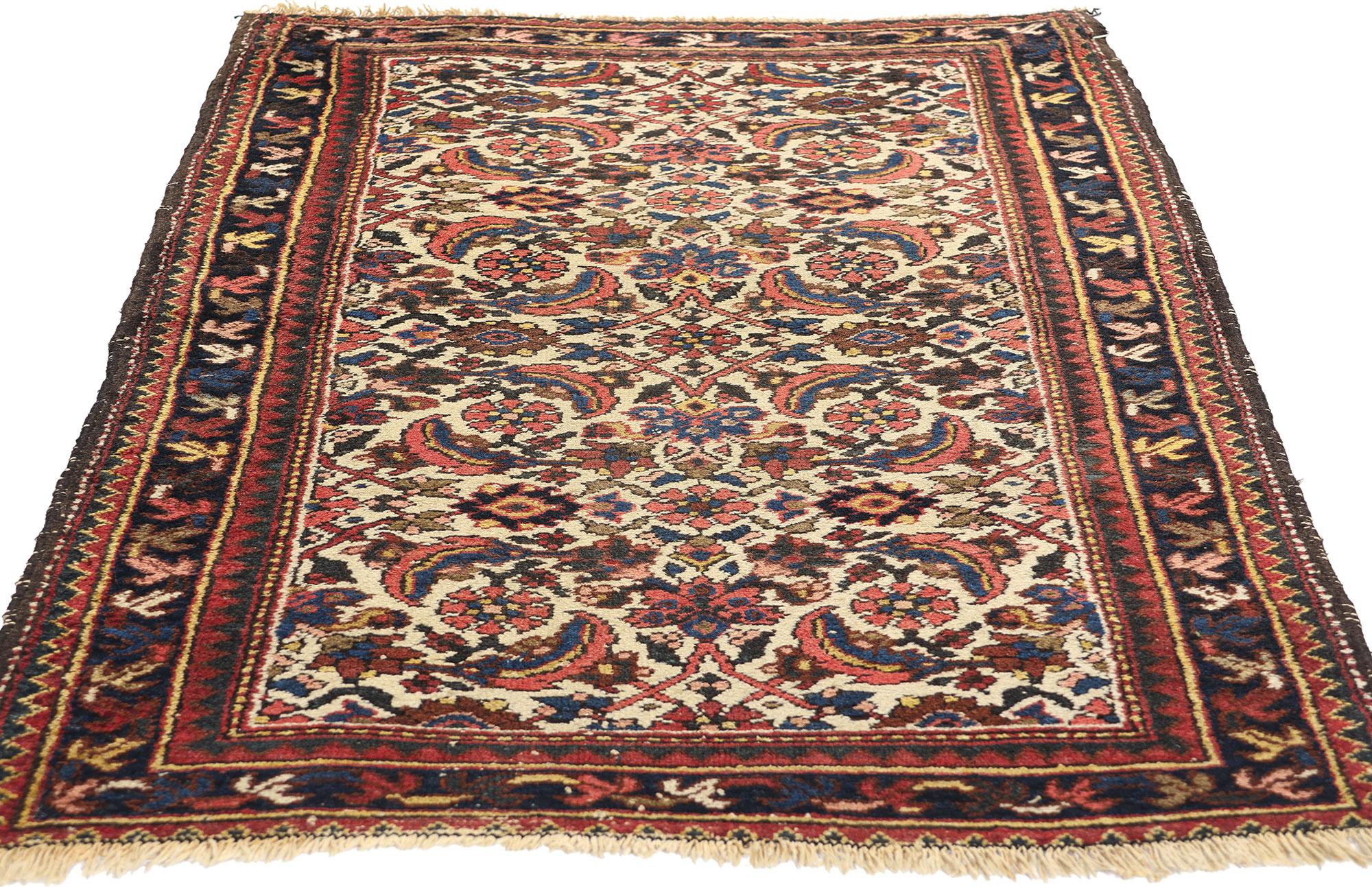 Malayer Antique Ivory Persian Hamadan Rug For Sale