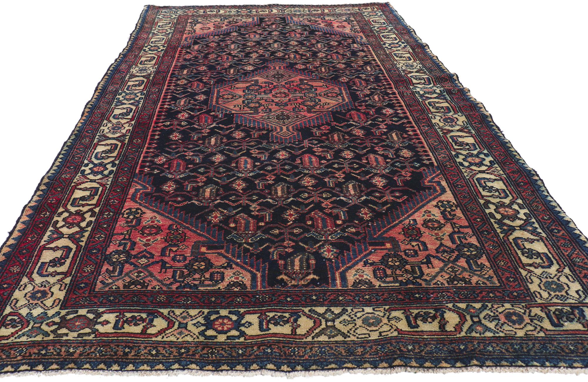 Mid-Century Modern Antique Persian Hamadan Rug with Modern Style For Sale