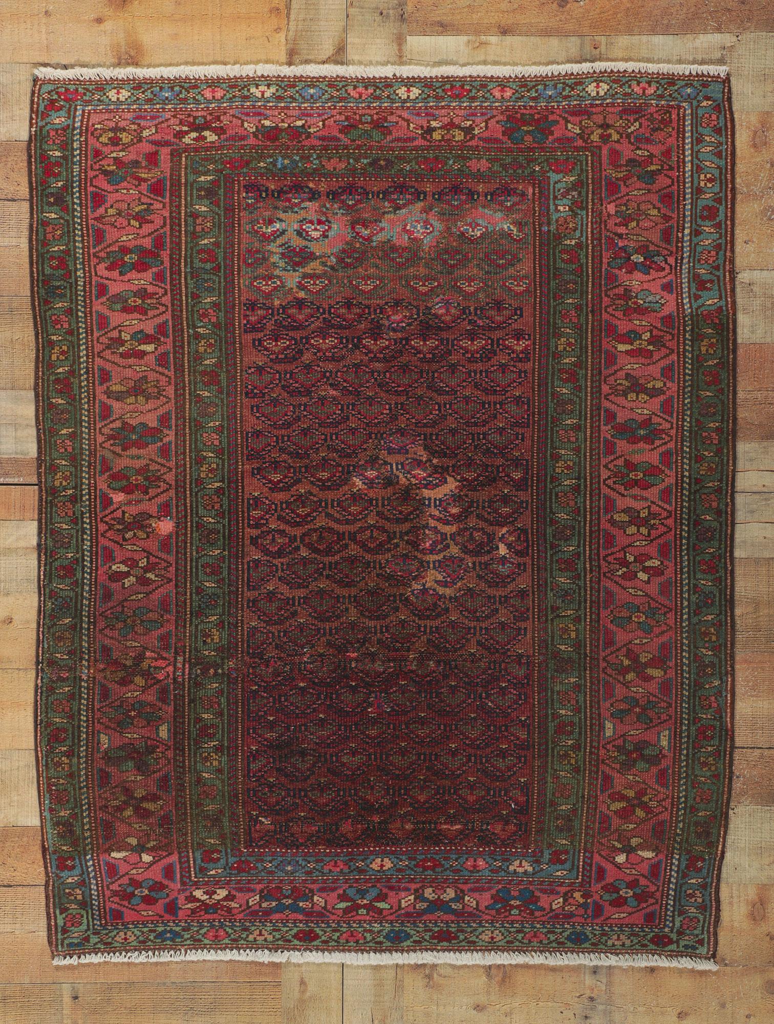 Hand-Knotted Antique Persian Hamadan Rug For Sale