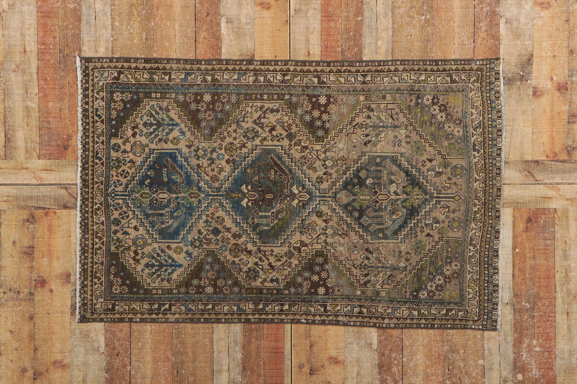 Antique Persian Tribal Hamadan Rug, Dark & Moody Meets Masculine Appeal For Sale 4